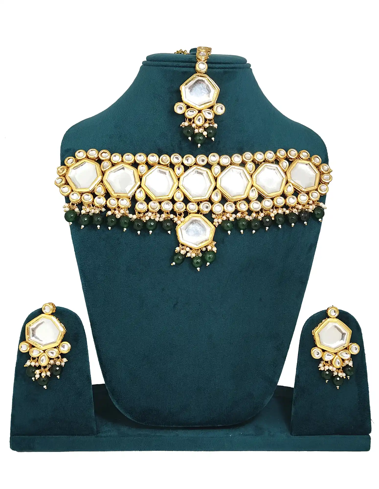 Emerald Green Kundan Choker Set - for jewellery making