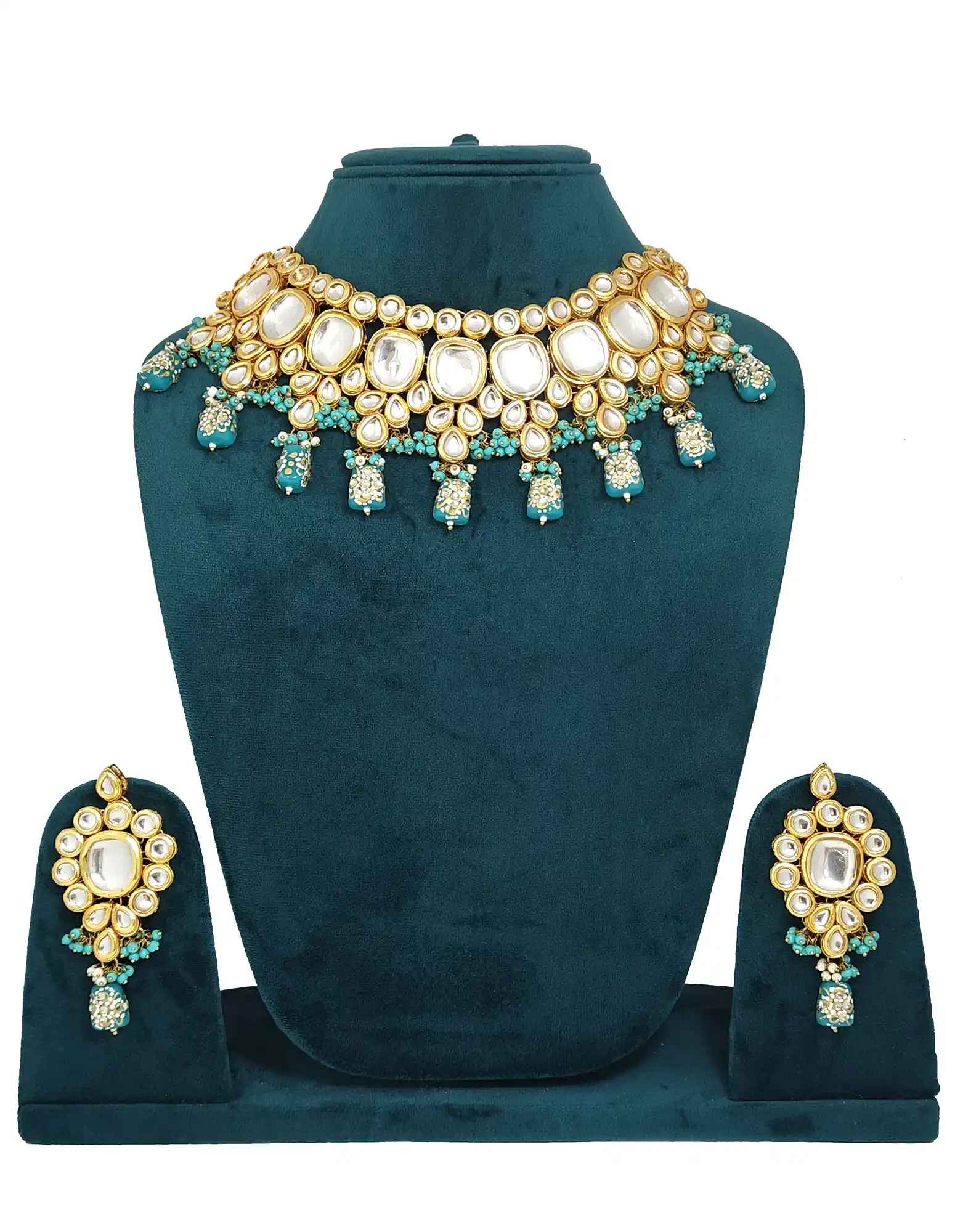 Gold Plated Firoji Beads Meenakari Necklace - for jewellery making
