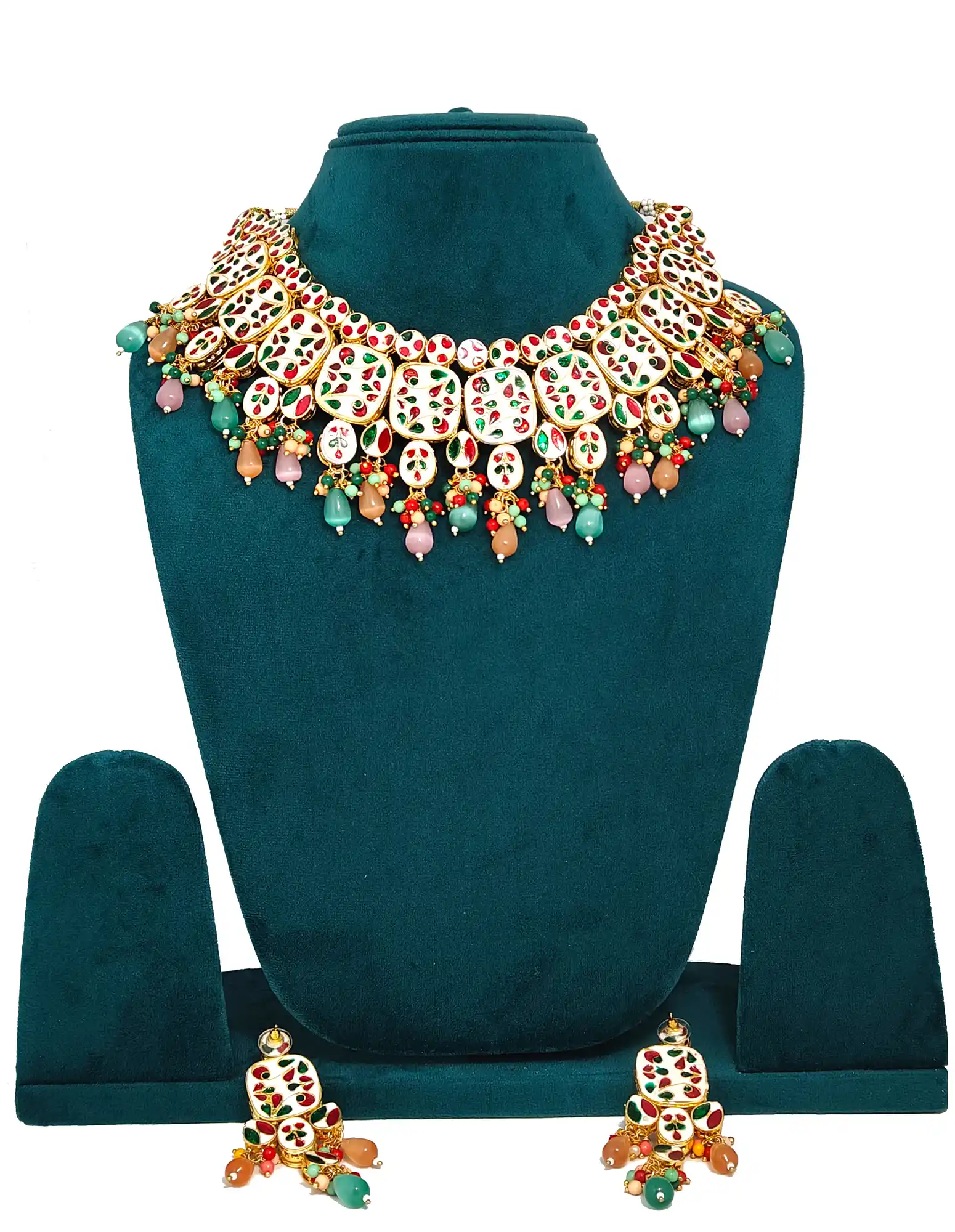 Multicolor Pearls Kundan Set With Back Side View - for jewellery making
