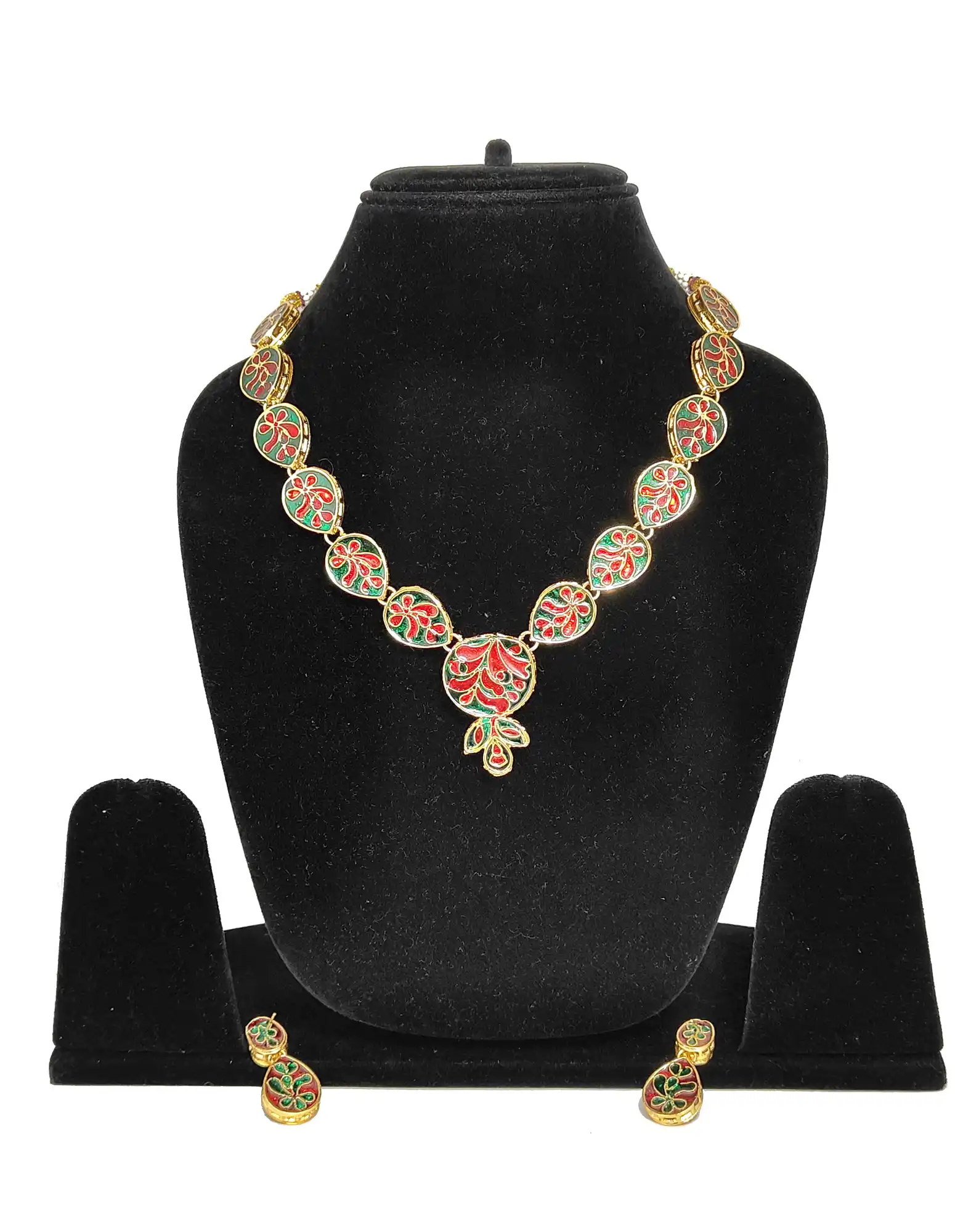 Back of Gold Plated Traditional Kundan Locket Set