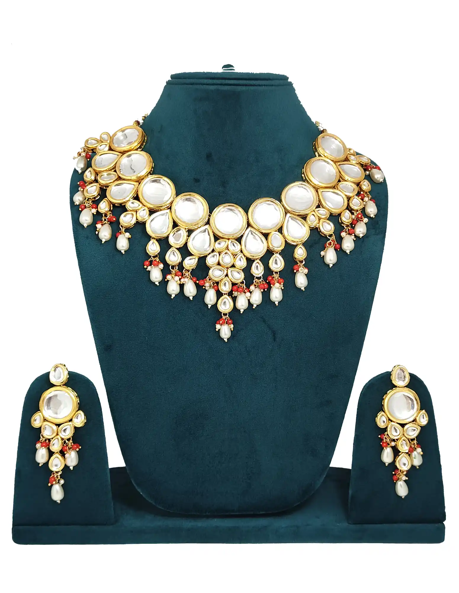 Front of Bridal Necklace Set with White Pearls - for jewellery making