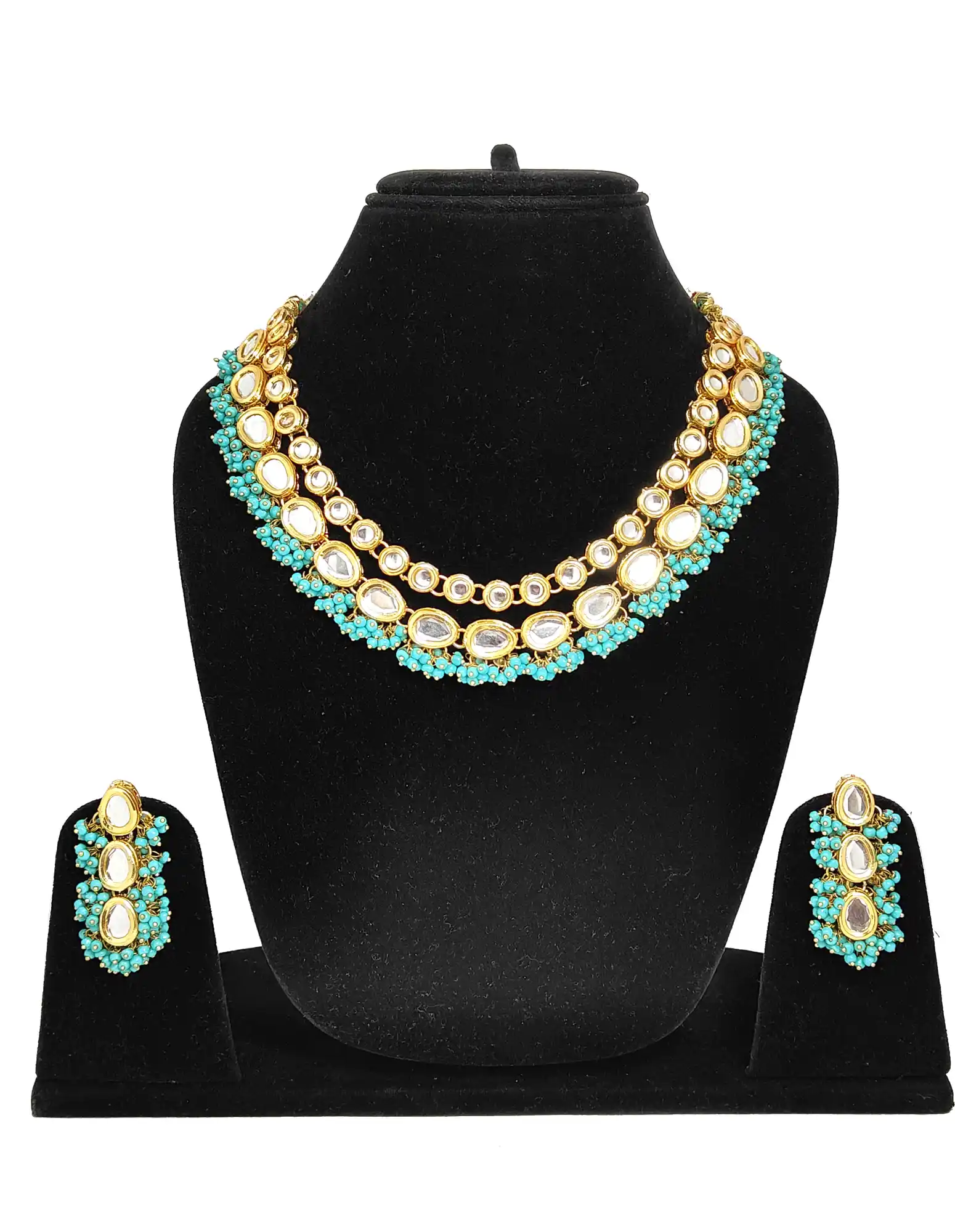 Firoji Kundan Meenakari Necklace Set - for jewellery making
