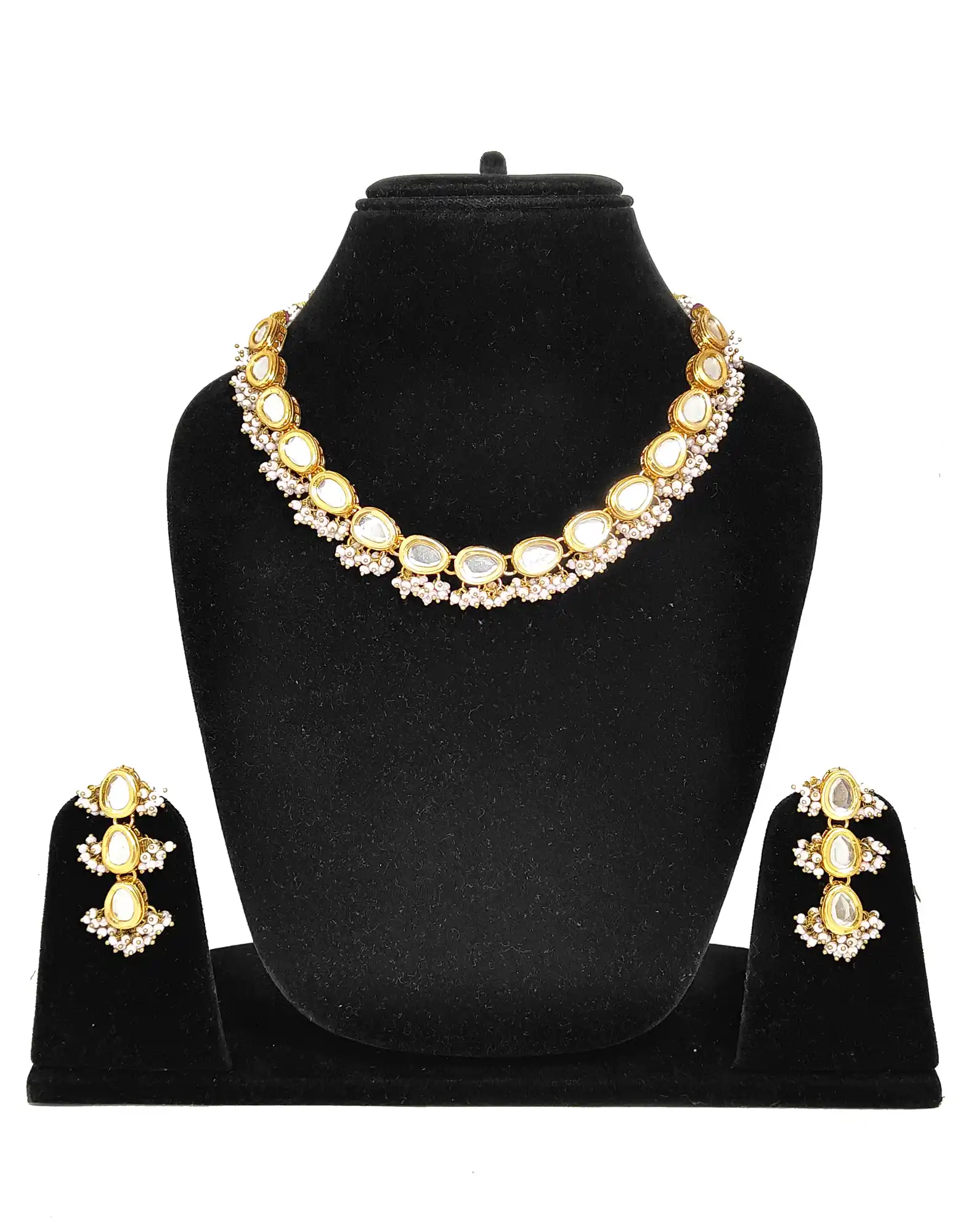 Gold Plated Kundan Choker Set - Front View - for jewellery making