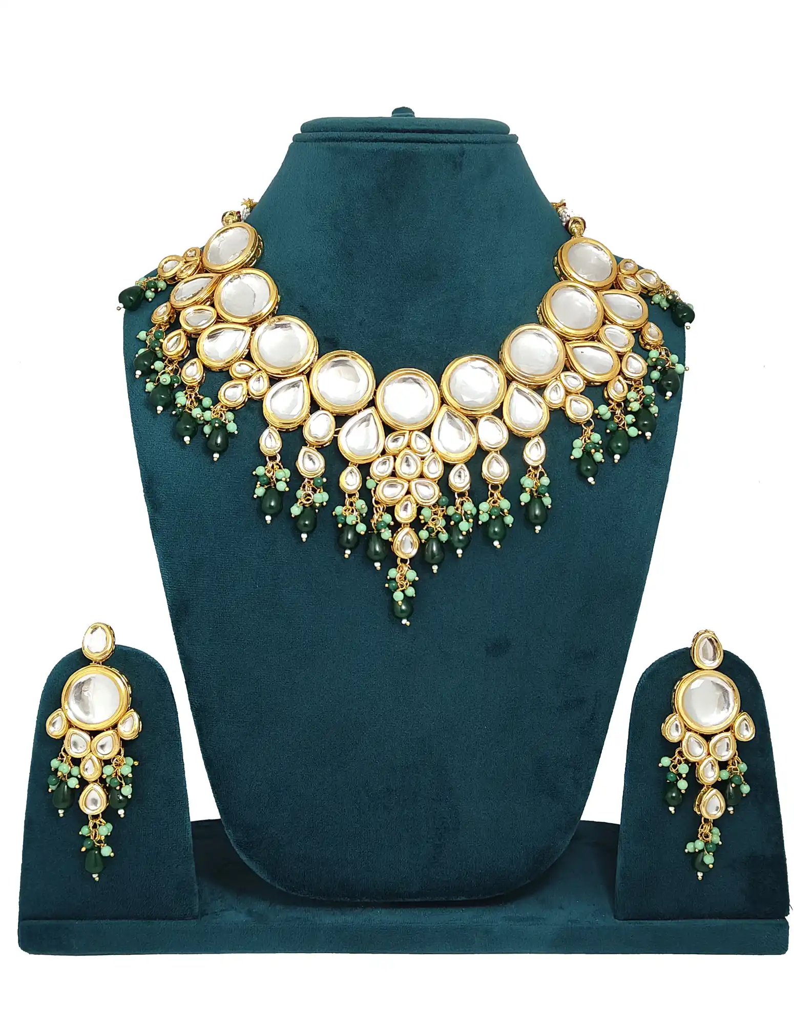 Kundan Green Bridal Jewellery Set for Women - for jewellery making