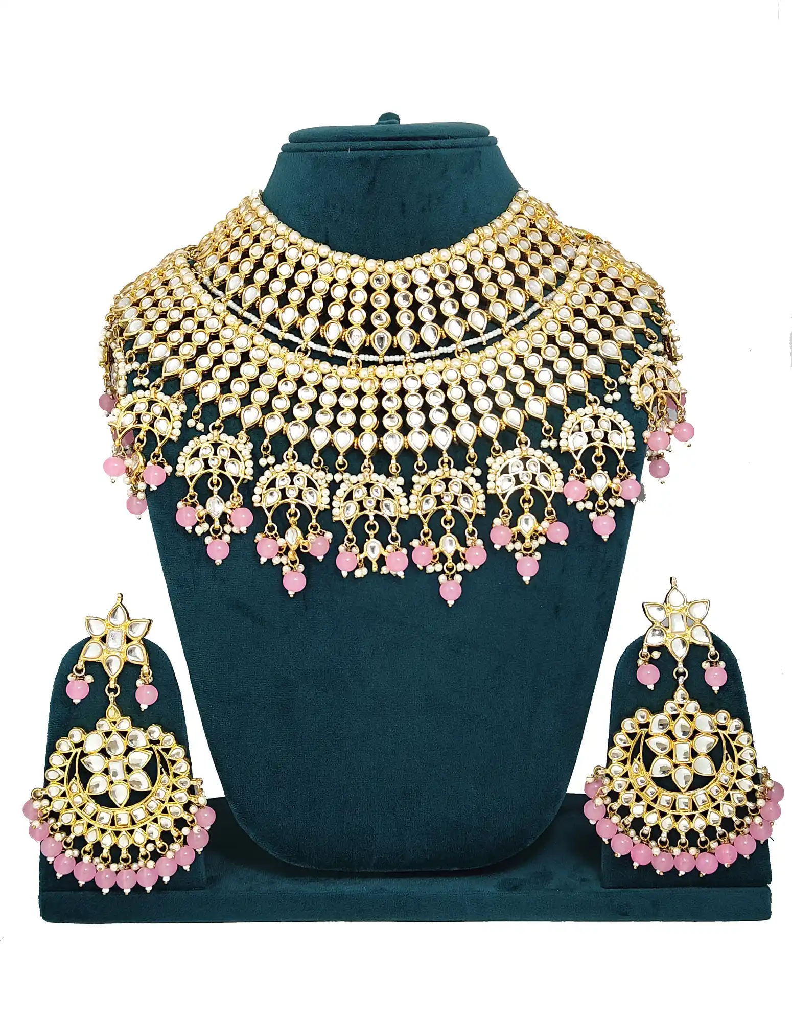 Heavy Bridal Pink Jewellery Sets - Front - for jewellery making