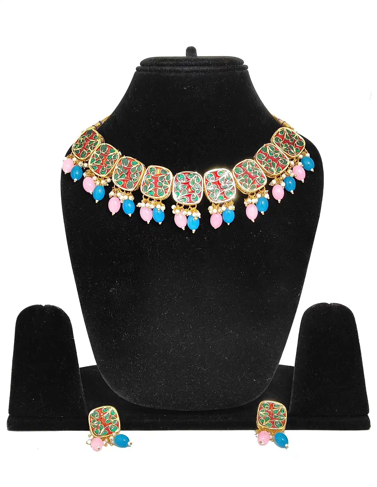 Back Side Meenaakri Kundan Simple Necklace Set