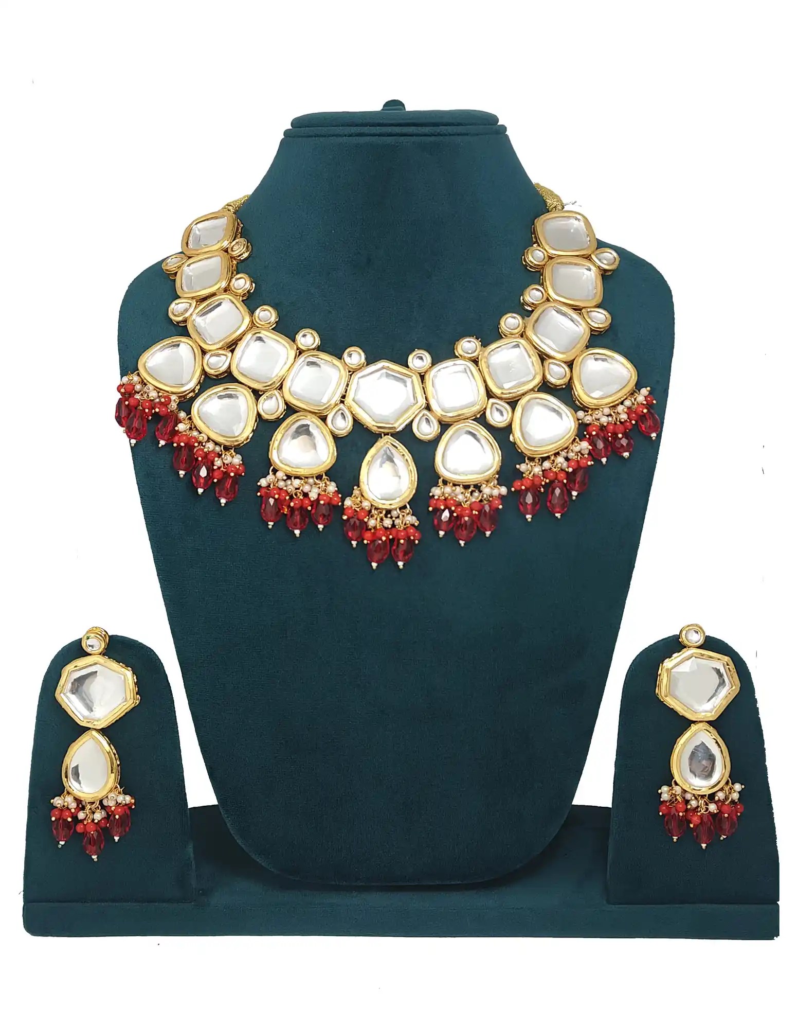 Necklace and Earring Set With Red Stone - for jewellery making