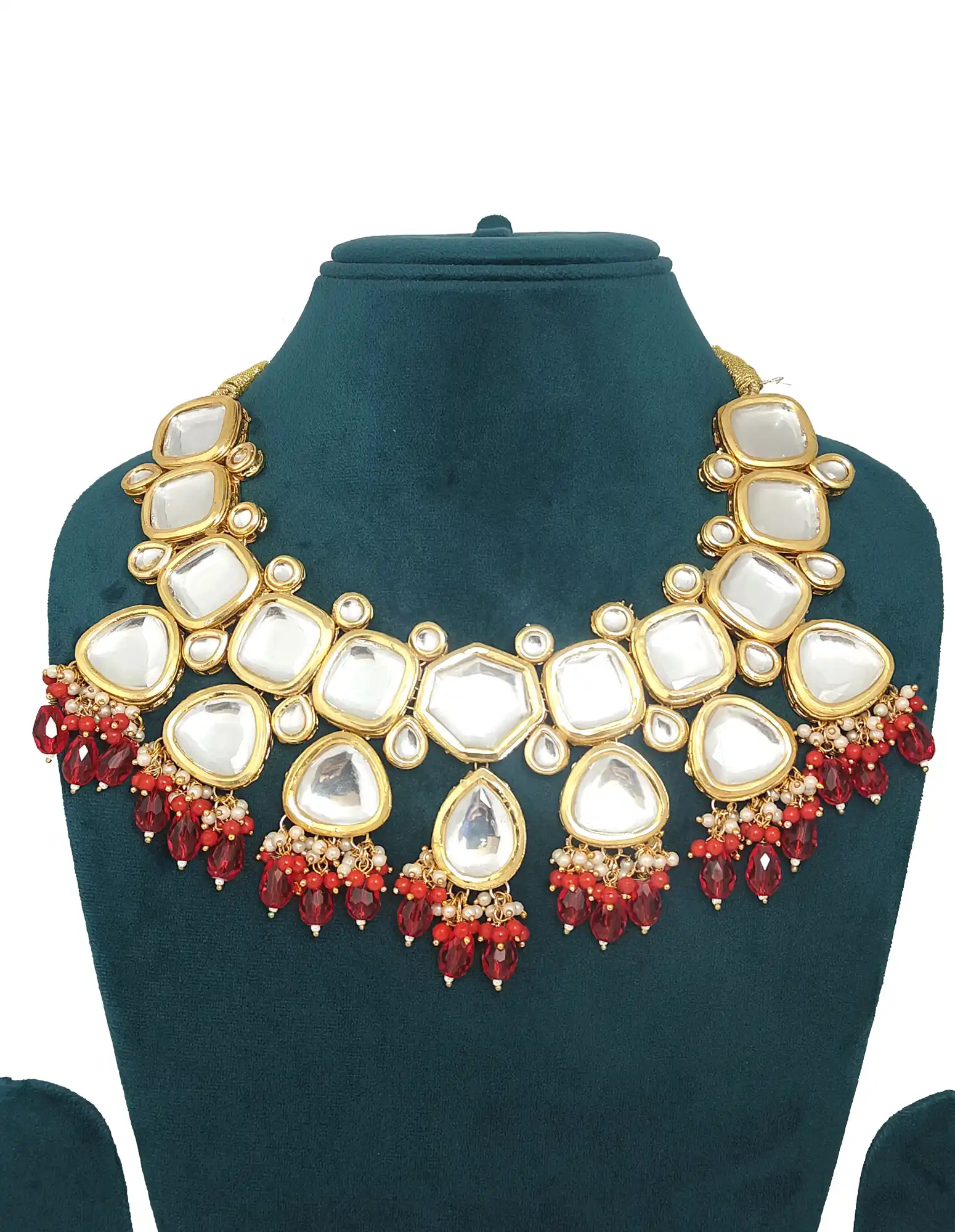 Necklace and Earring Set With Red Stone for Girls - for jewellery making