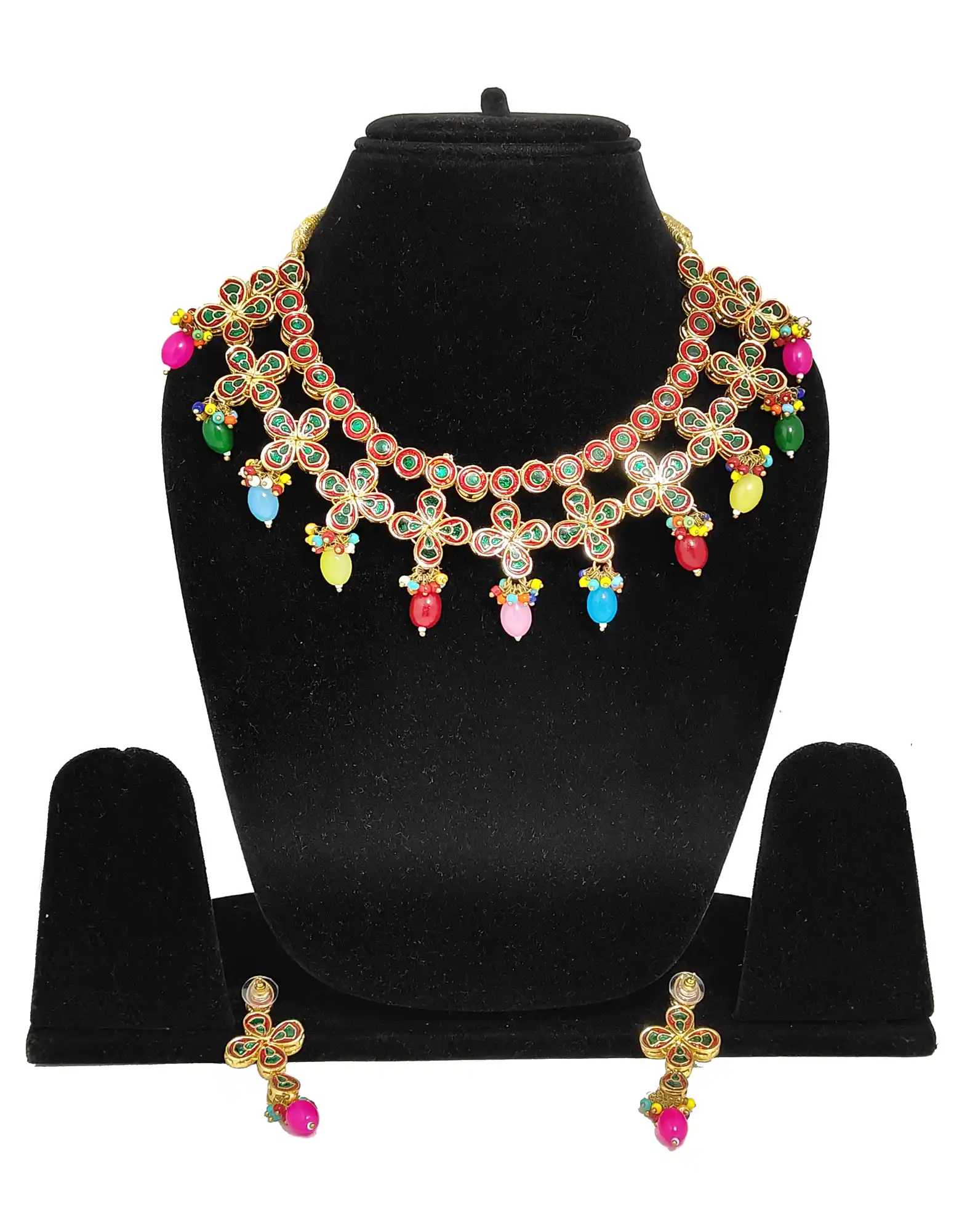 Meenakari Kundan Multicolor Pearls Necklace - for jewellery making