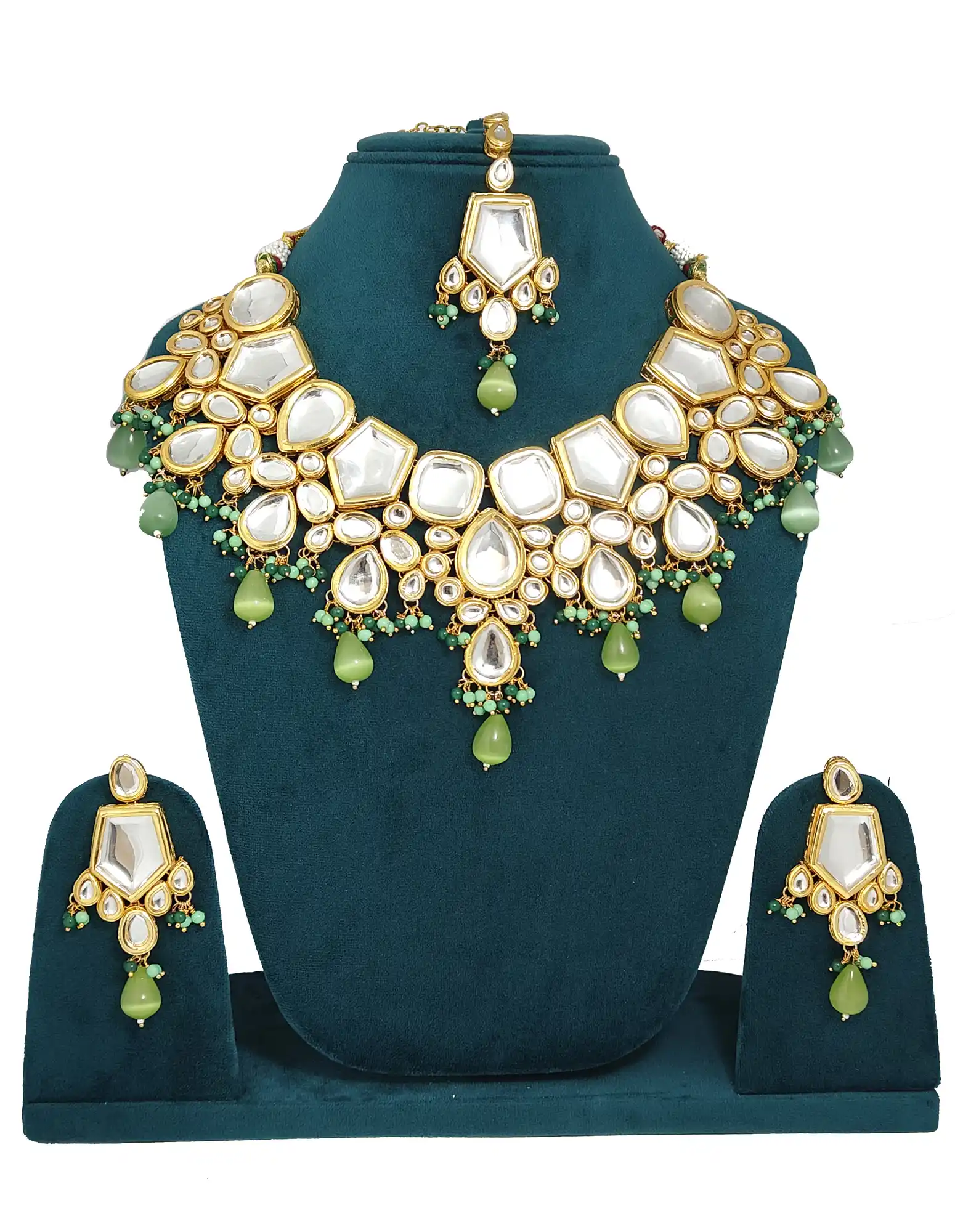 Mint Green Tikka Earring Combo Jewellery Set - for jewellery making
