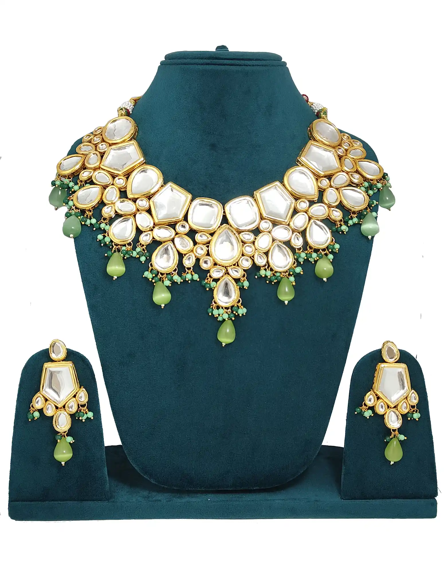 Front Mint Green Tikka Earring Combo Jewellery Set - for jewellery making