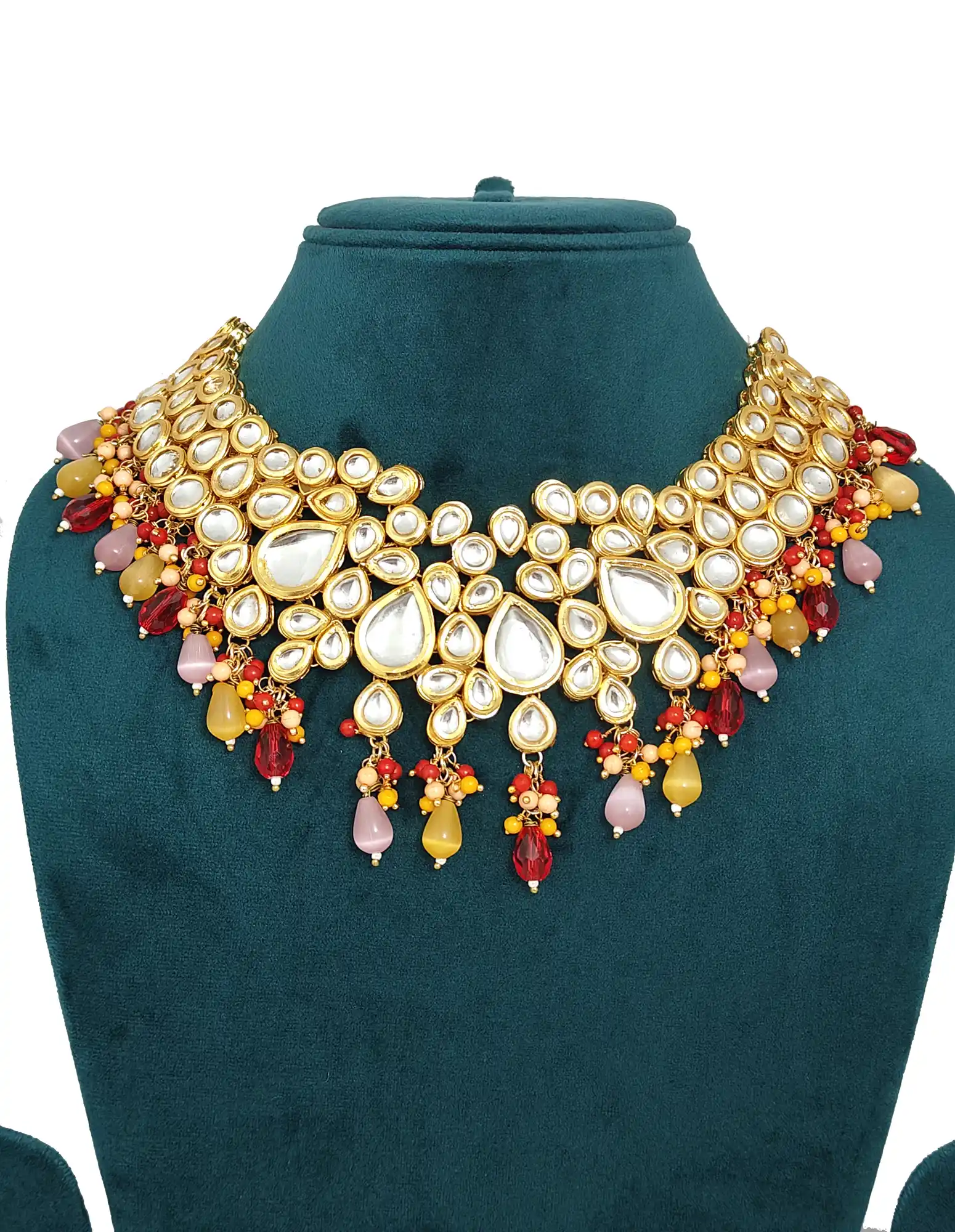 Kundan Heavy Set for Girls and Women - Multicolor Multi-Color Kundan Necklace Set - Image 3