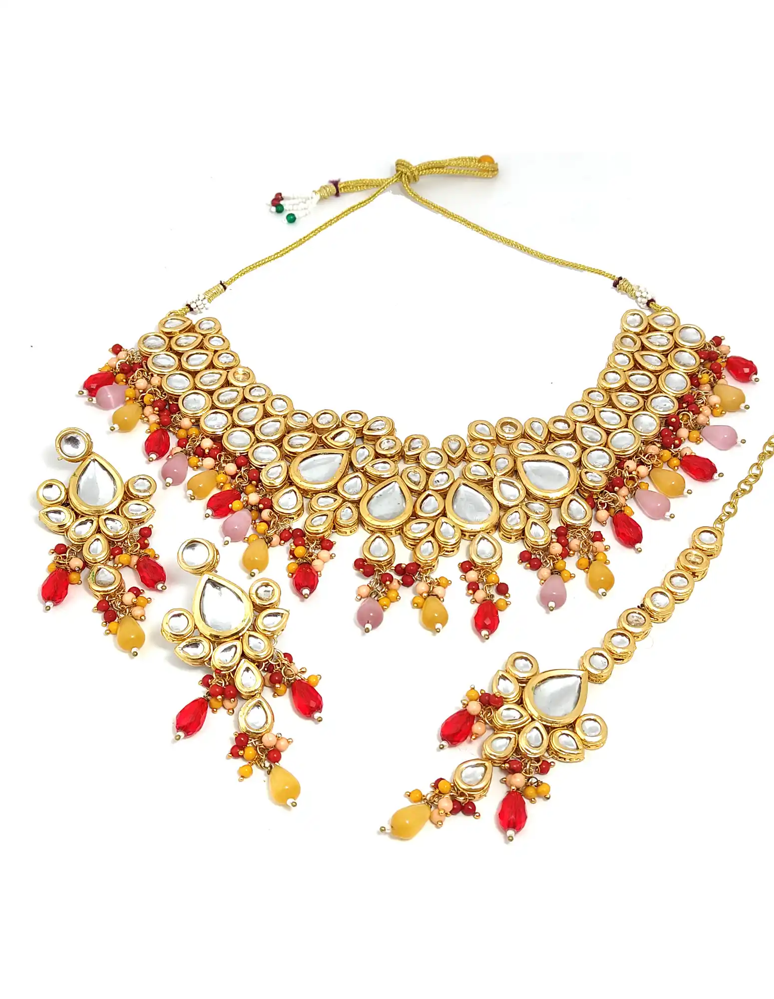 Meena Kundan Monalisa Necklace Set for Women - Multicolor Multi-Color Kundan Necklace Set - Image 5