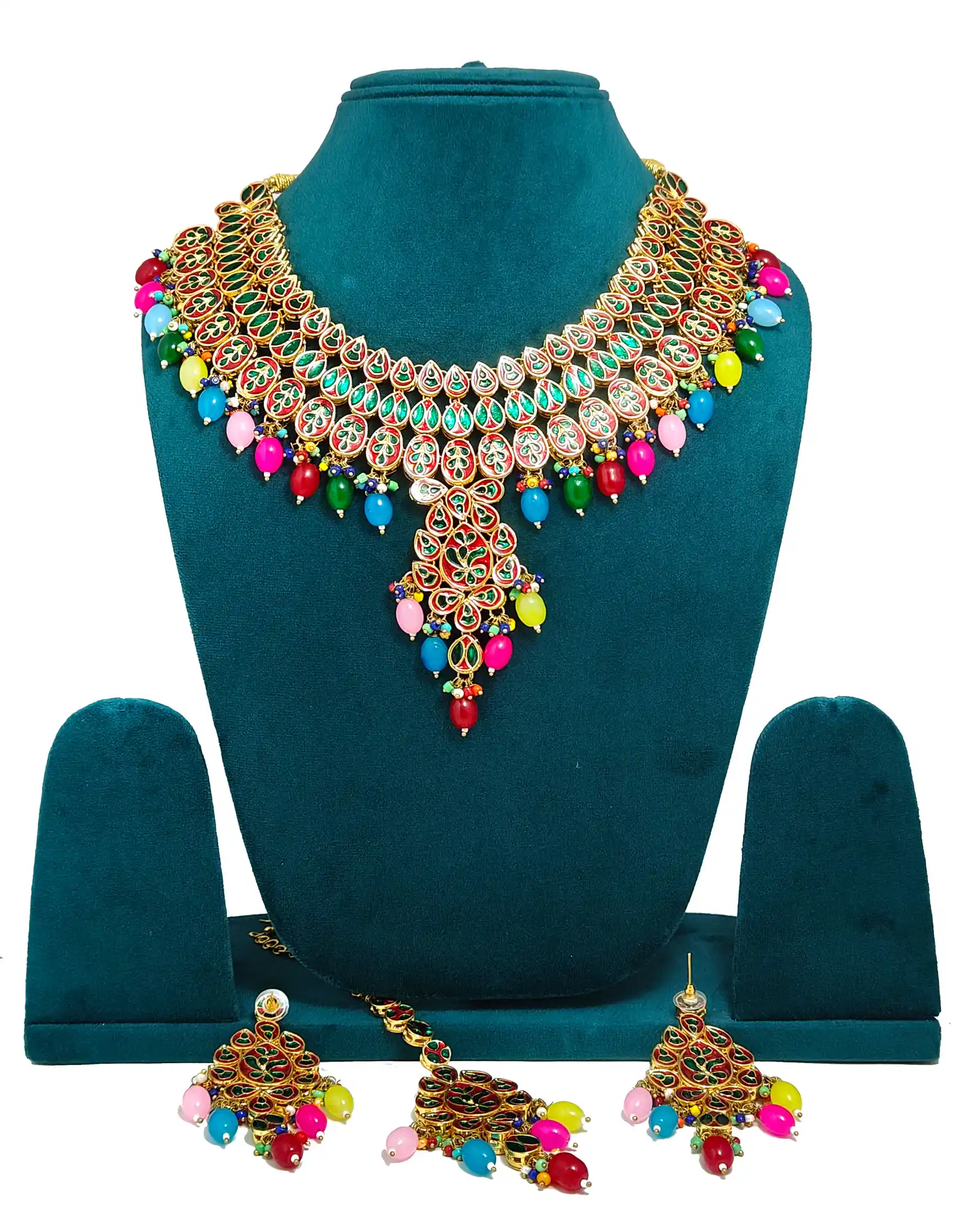 Beads and Pearls Multicolor Kundan Necklace
