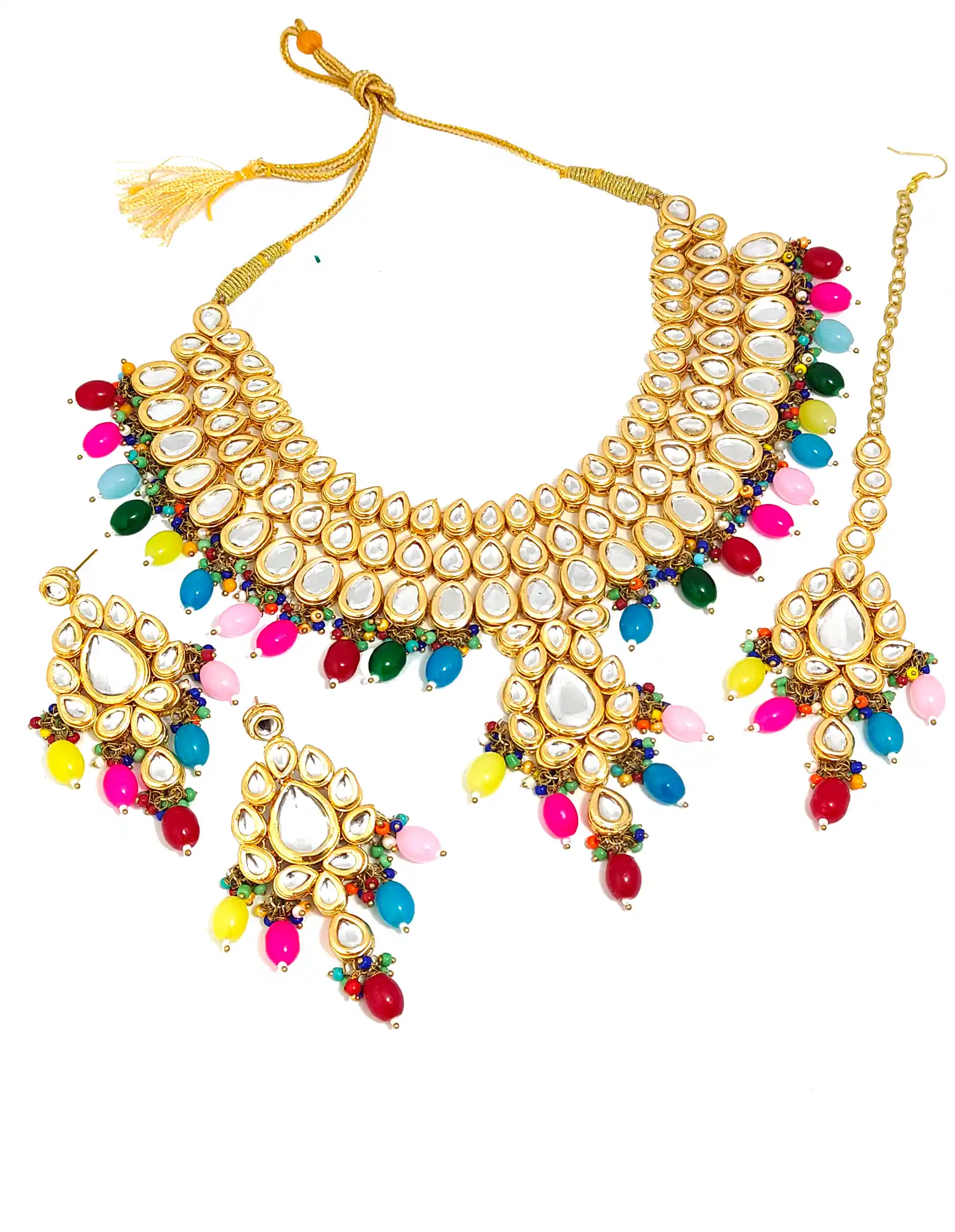 Multicolor Kundan Necklace with Back Side Meena