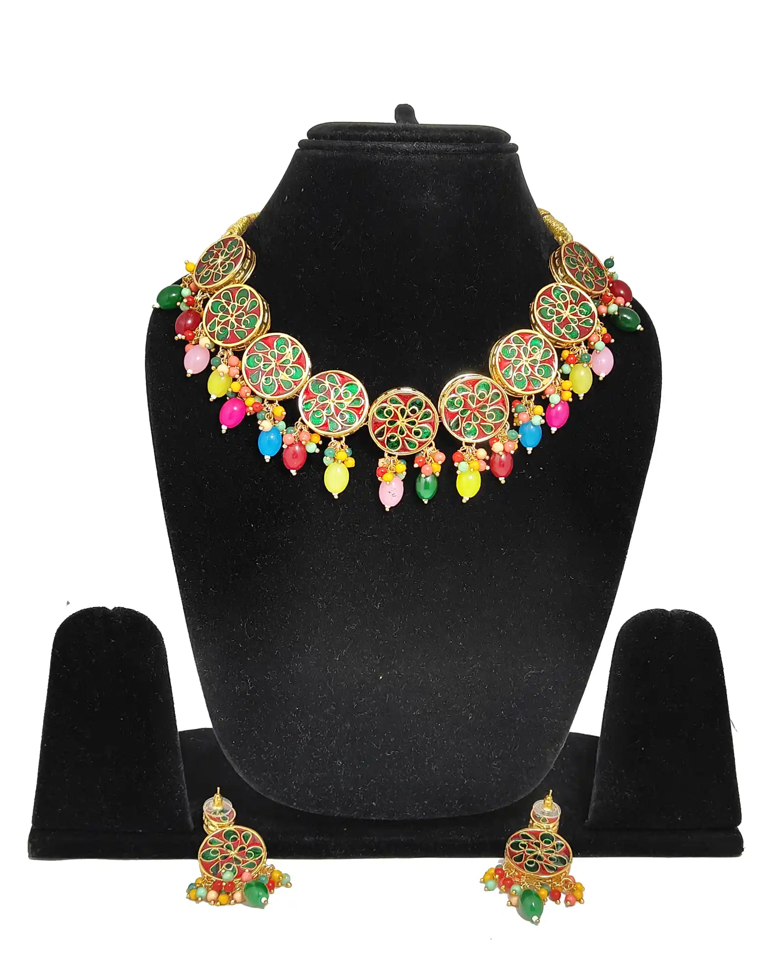 Kundan Single layered Necklace Set - Back View