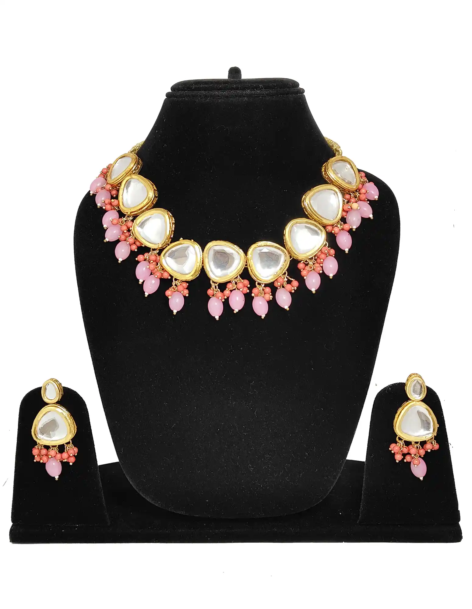 Pink Pearl Kundan Necklace Set