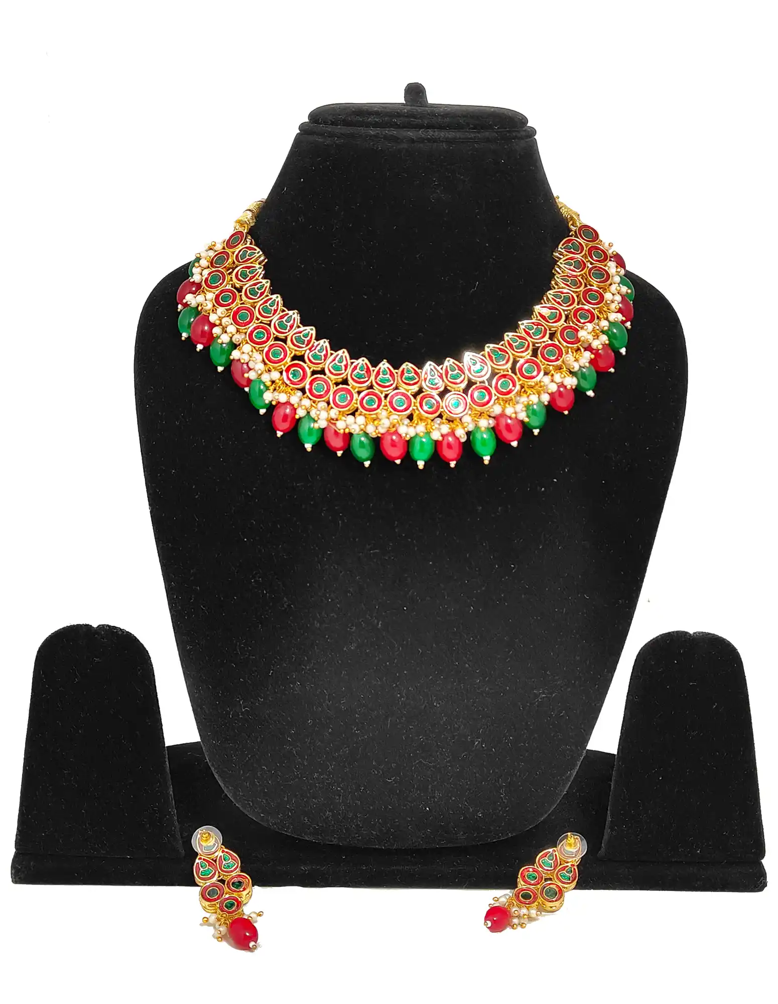 Back Meenakari Red and Green Kundan Multicolor set - for jewellery making