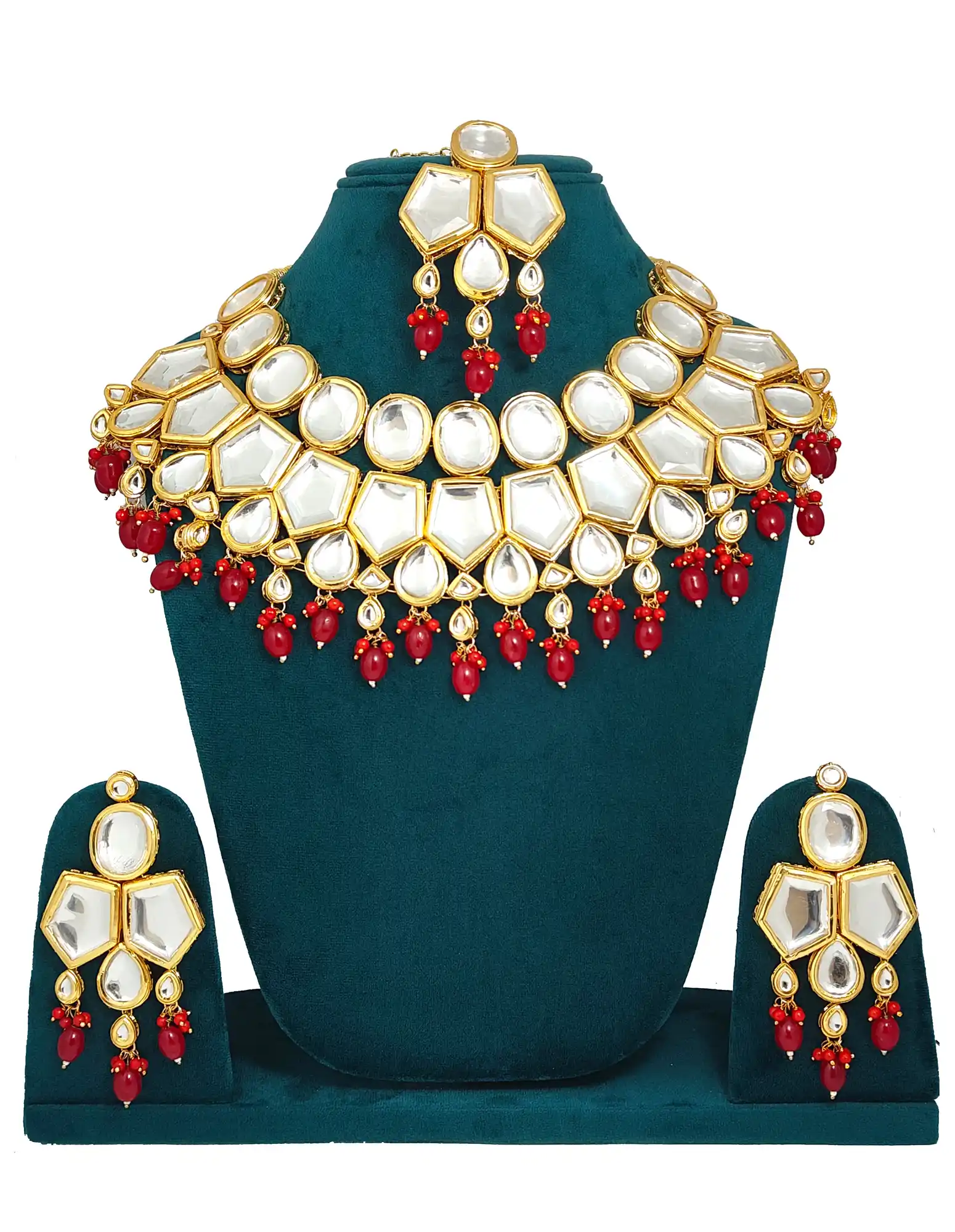 Red Pearls Kundan Bridal Set - for jewellery making