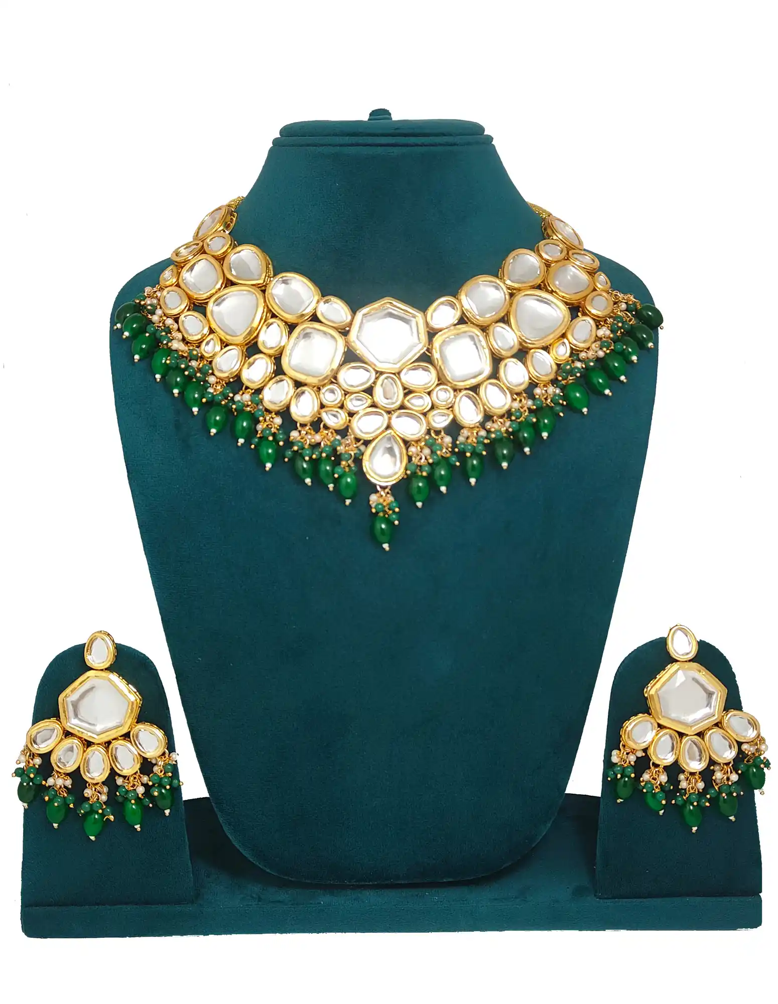 Royal Green Kundan and Bridal Set for Girls - for jewellery making