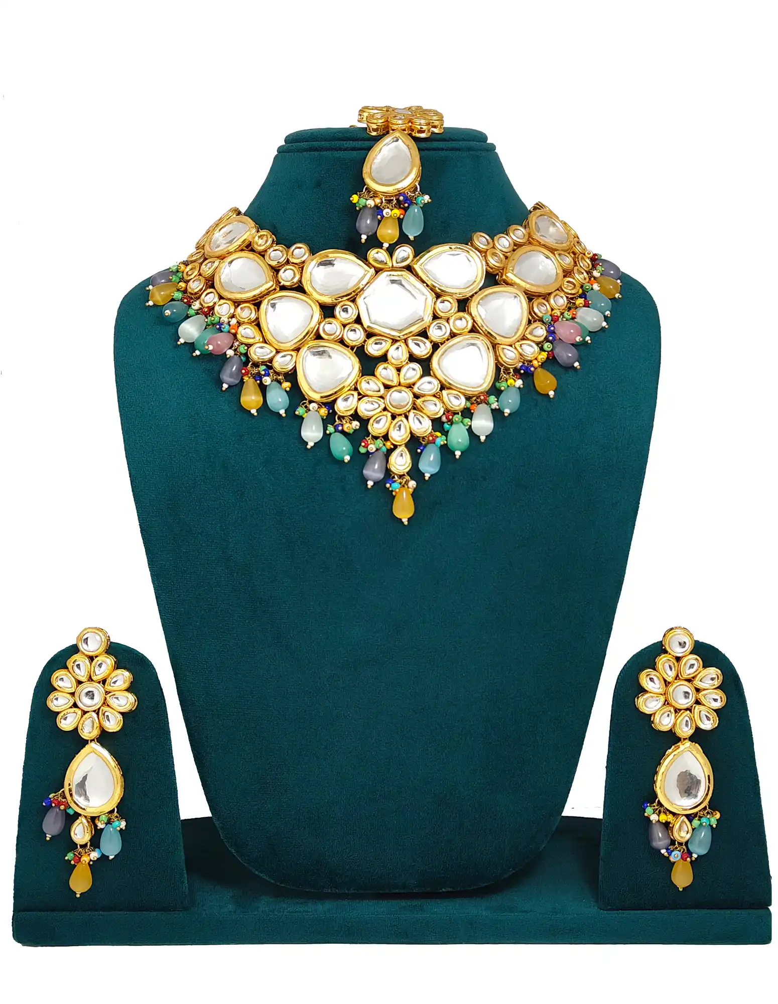 Victorian Kundan Multicolor Necklace Set - for jewellery making