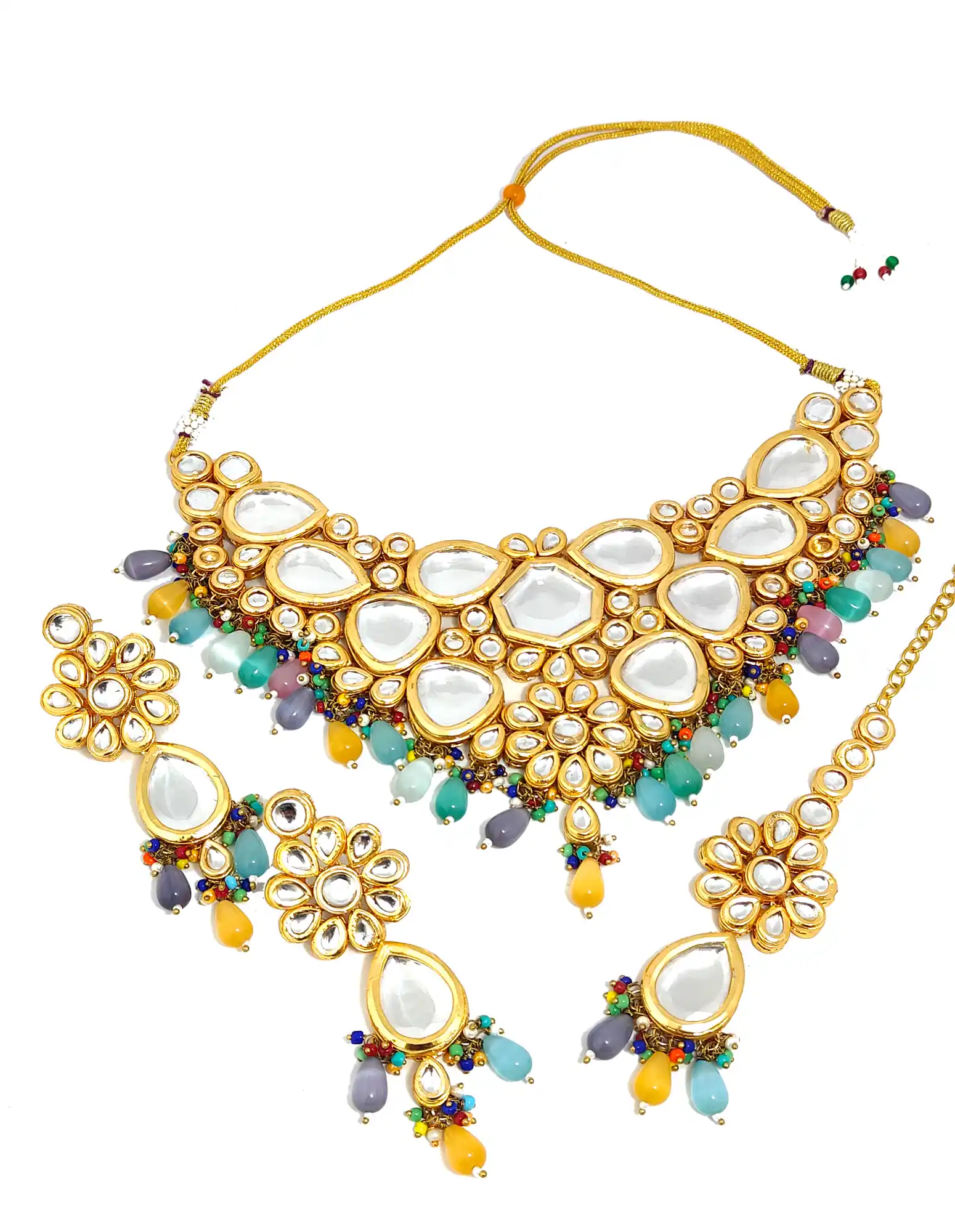 Victorian Kundan Multicolor Necklace Set for Women