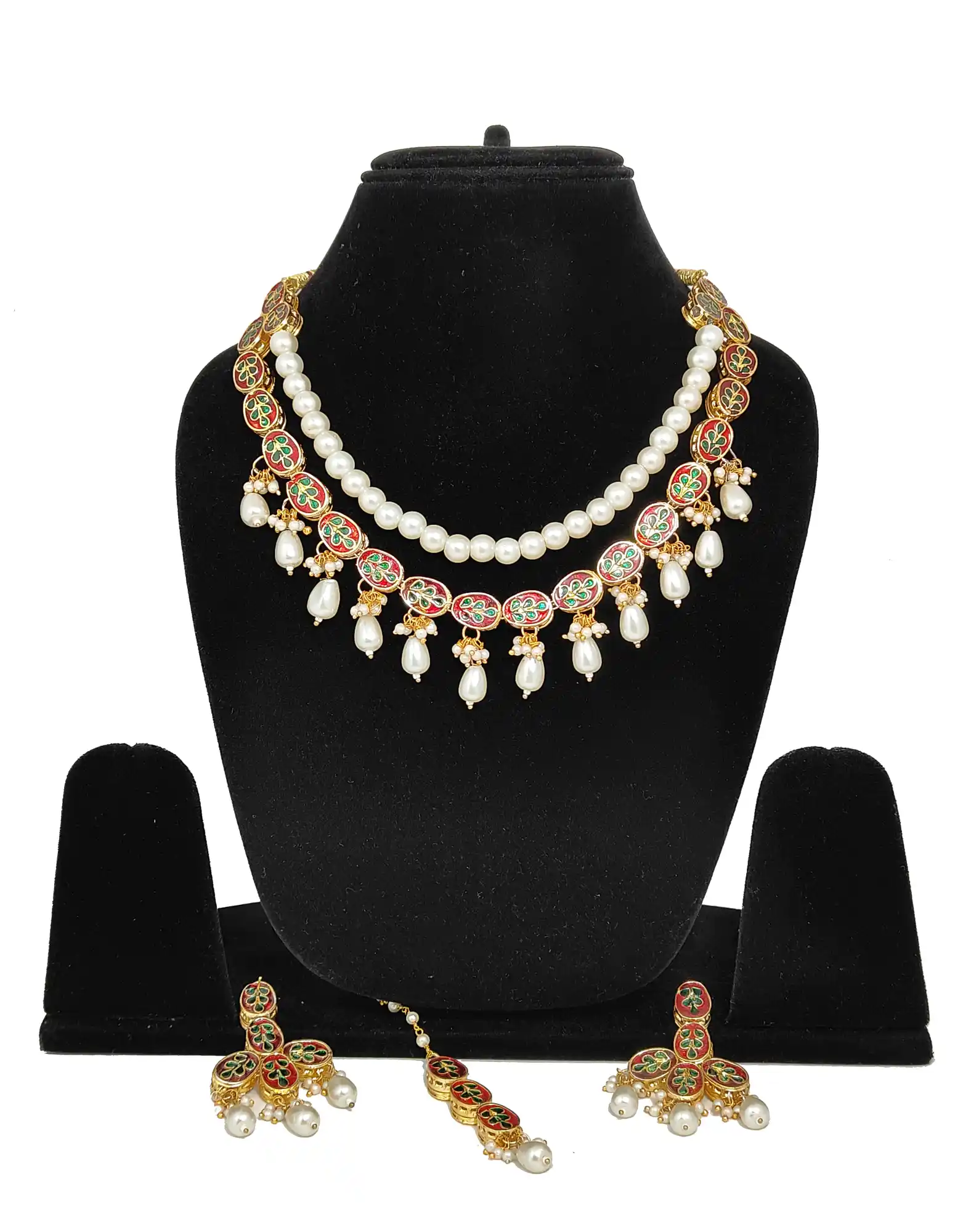 White Pearl Kundan Set -Back Side Neckalce