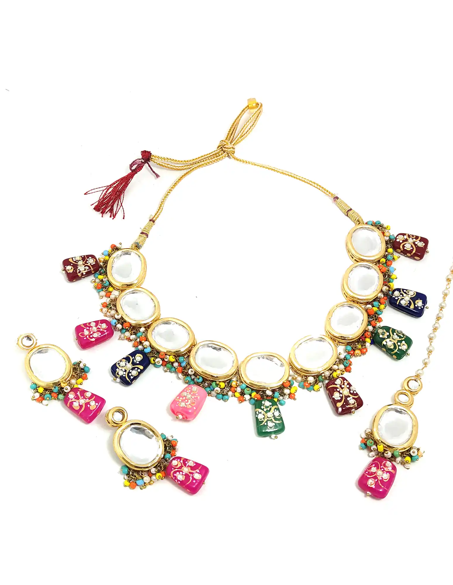 Kundan Multicolor Studded and Beaded - Main View - Multicolor Kundan Jewellery - Image 5