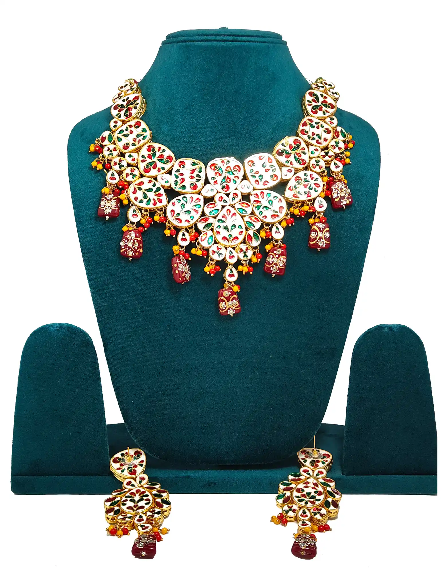 Back Meena Necklace Set With Red Thumble For Girls - for jewellery making