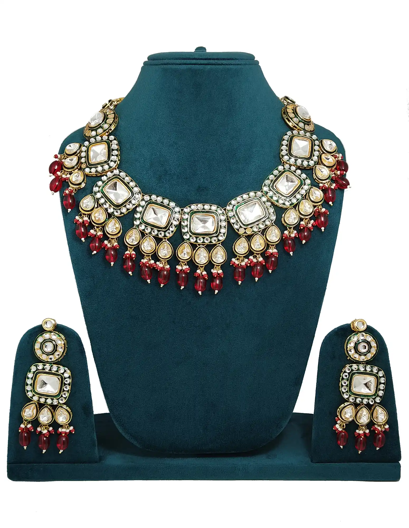 Polki Set with Green Emerald Stone - for jewellery making