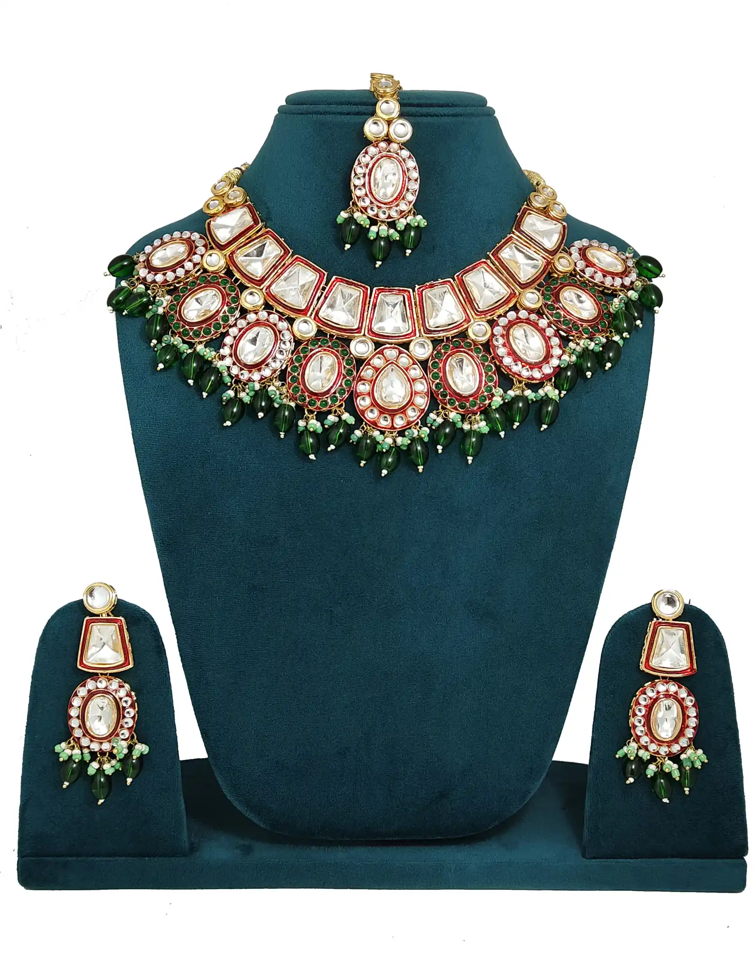 gold-plated polki choker necklace with earrings - for jewellery making