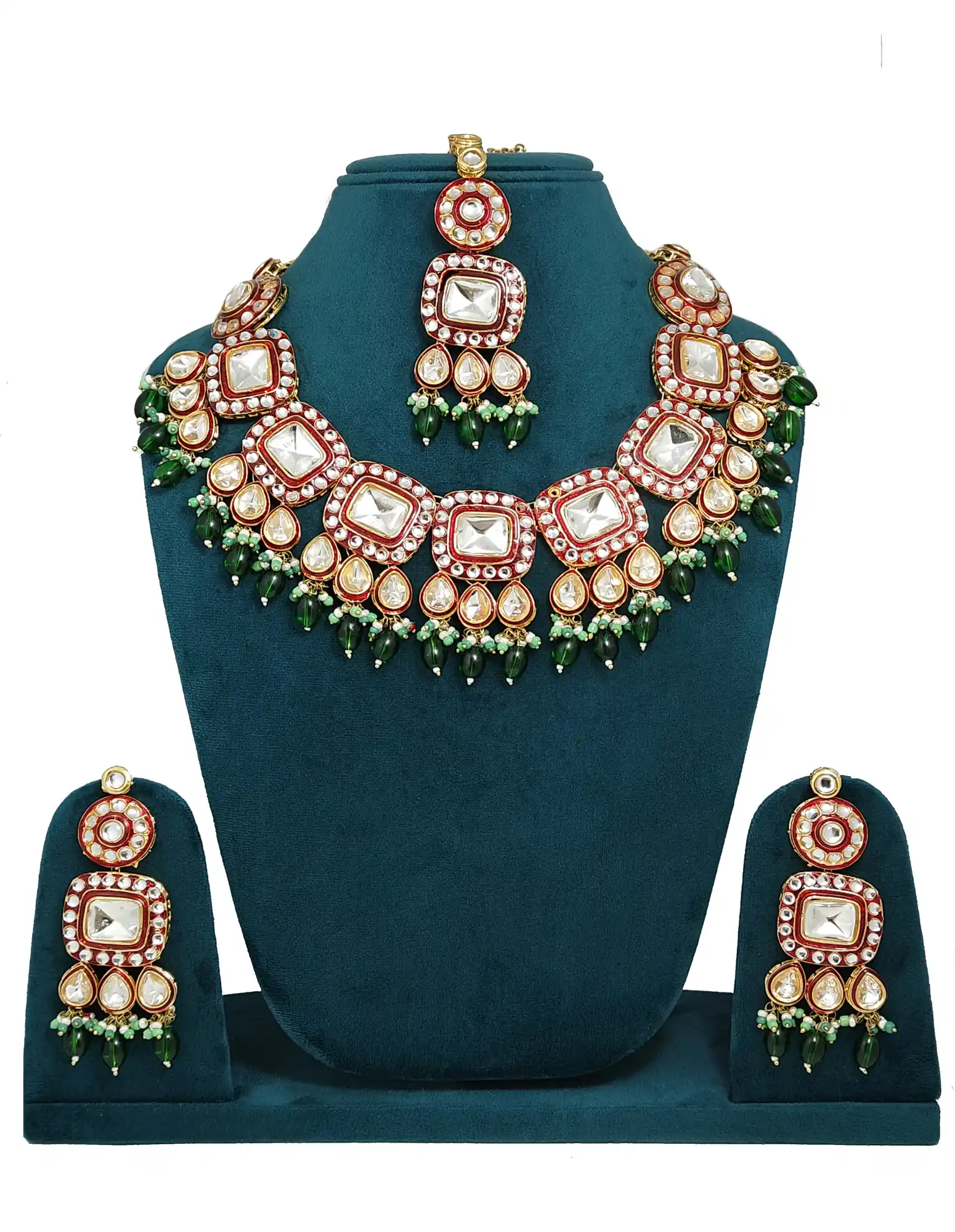 Kundan polki choker with red enamel borders - for jewellery making