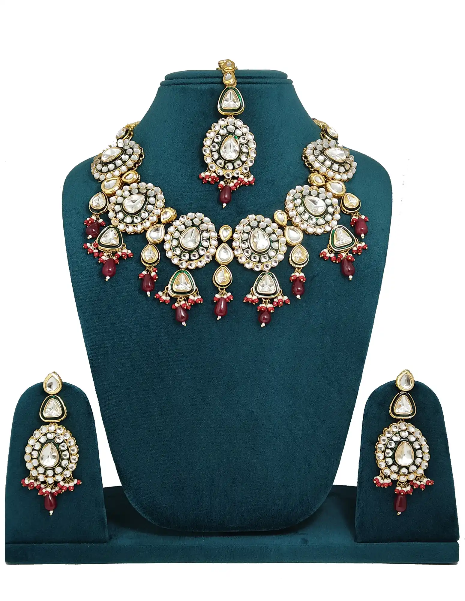 Indian kundan polki jewelry set - None Polki Jewellery Set - Image 1