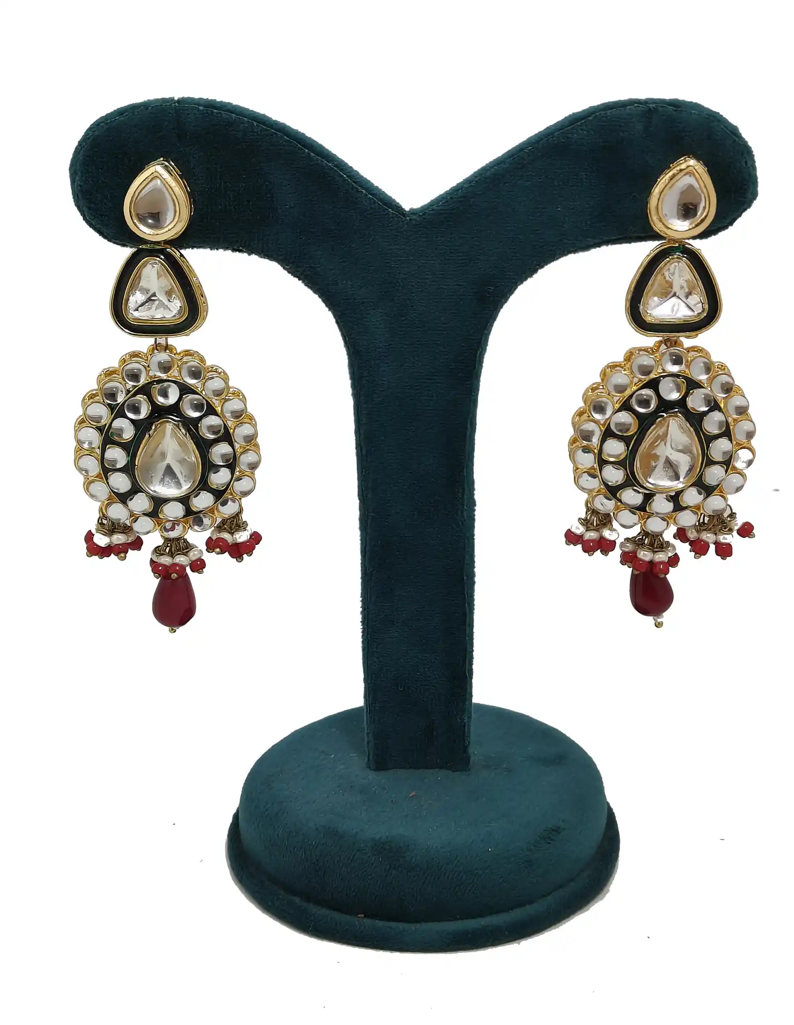 Earrings of Indian kundan polki jewelry - None Polki Jewellery Set - Image 4