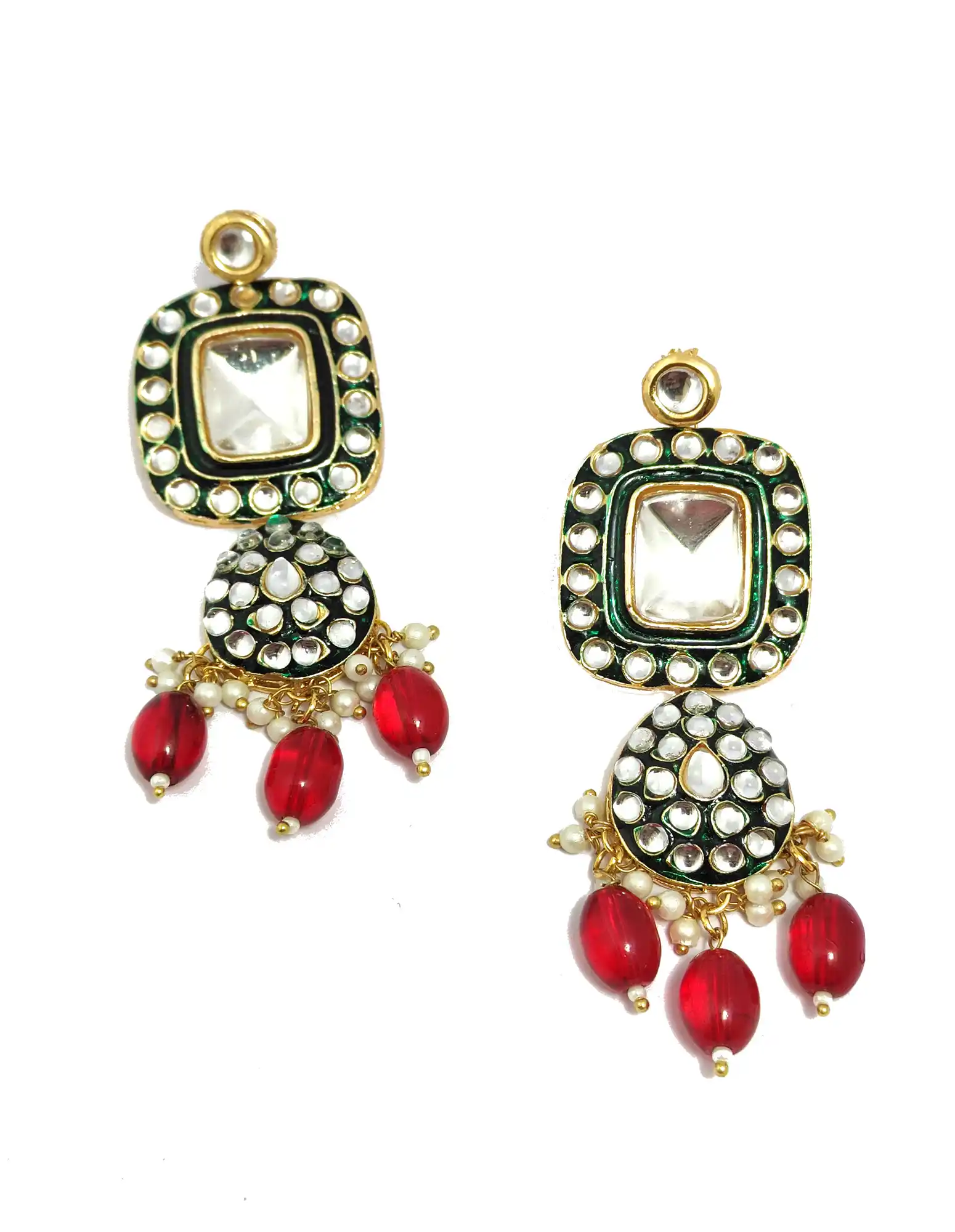 Polki Kundan Earrings for Girls - None Polki Kundan Earrings - Image 2