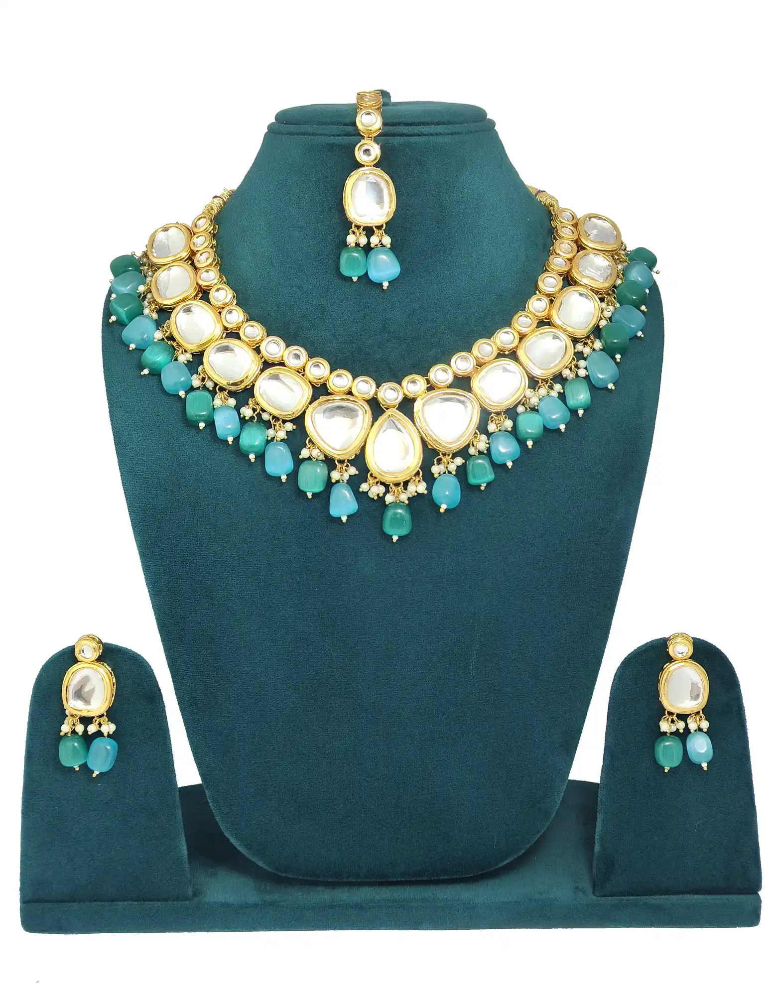Handcrafted Kundan Work Double Layer Necklace Set - None Handcrafted Kundan Necklace - Image 1
