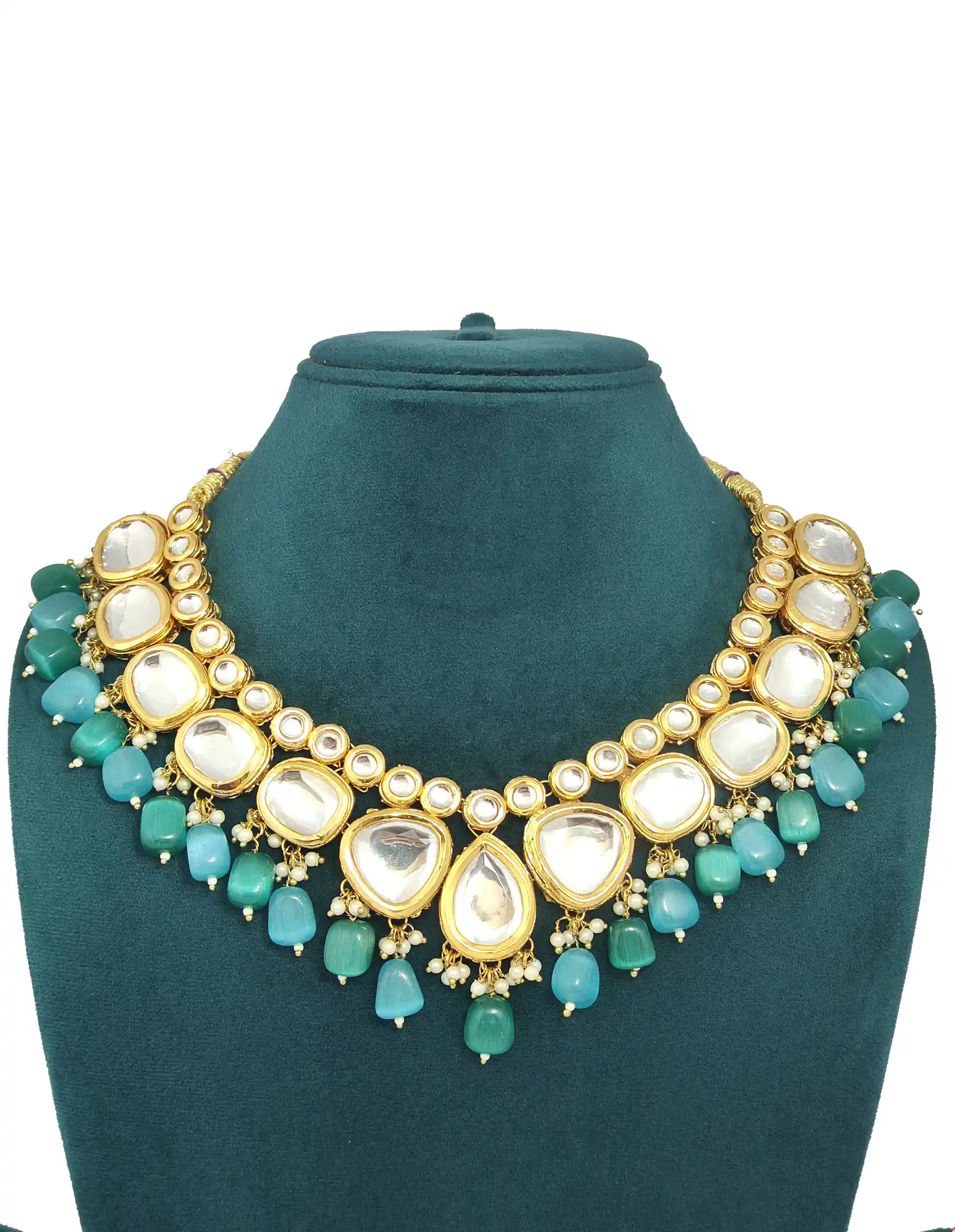 Double Layered Kundan Neckalce in India - None Handcrafted Kundan Necklace - Image 4
