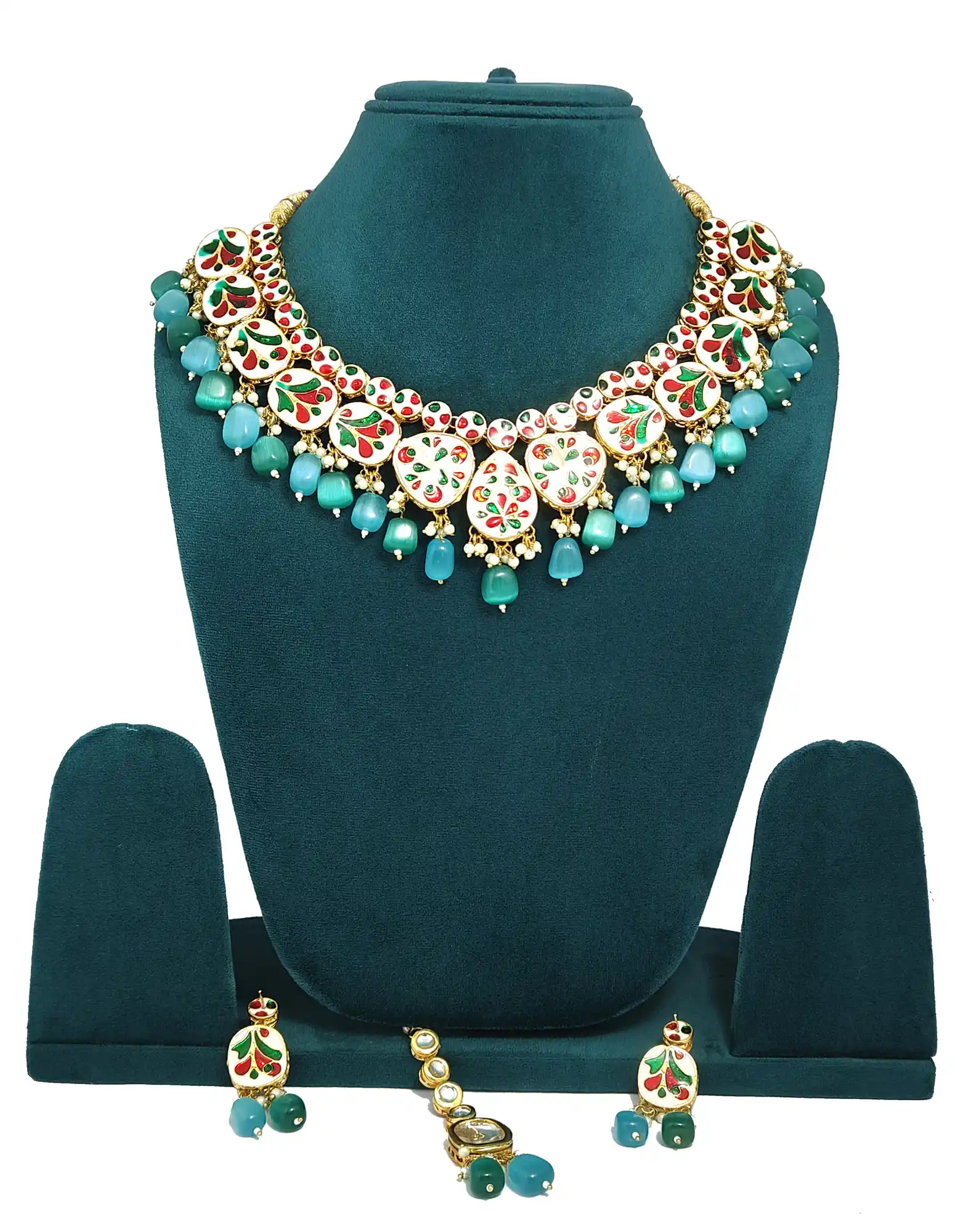 Kundan Double Layered Neckalce View - None Handcrafted Kundan Necklace - Image 3