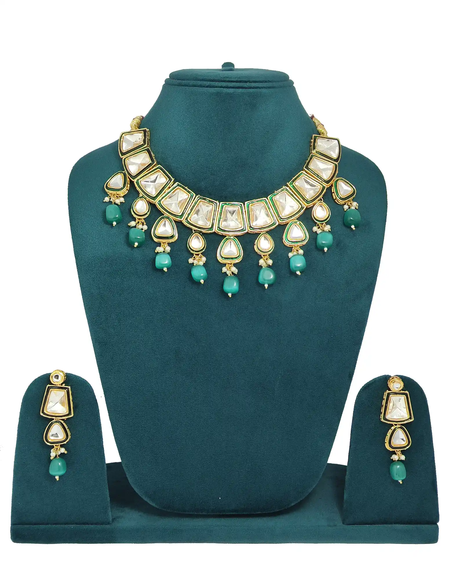 Fornt of Polki Kundan Studded Jewellery Set - for jewellery making