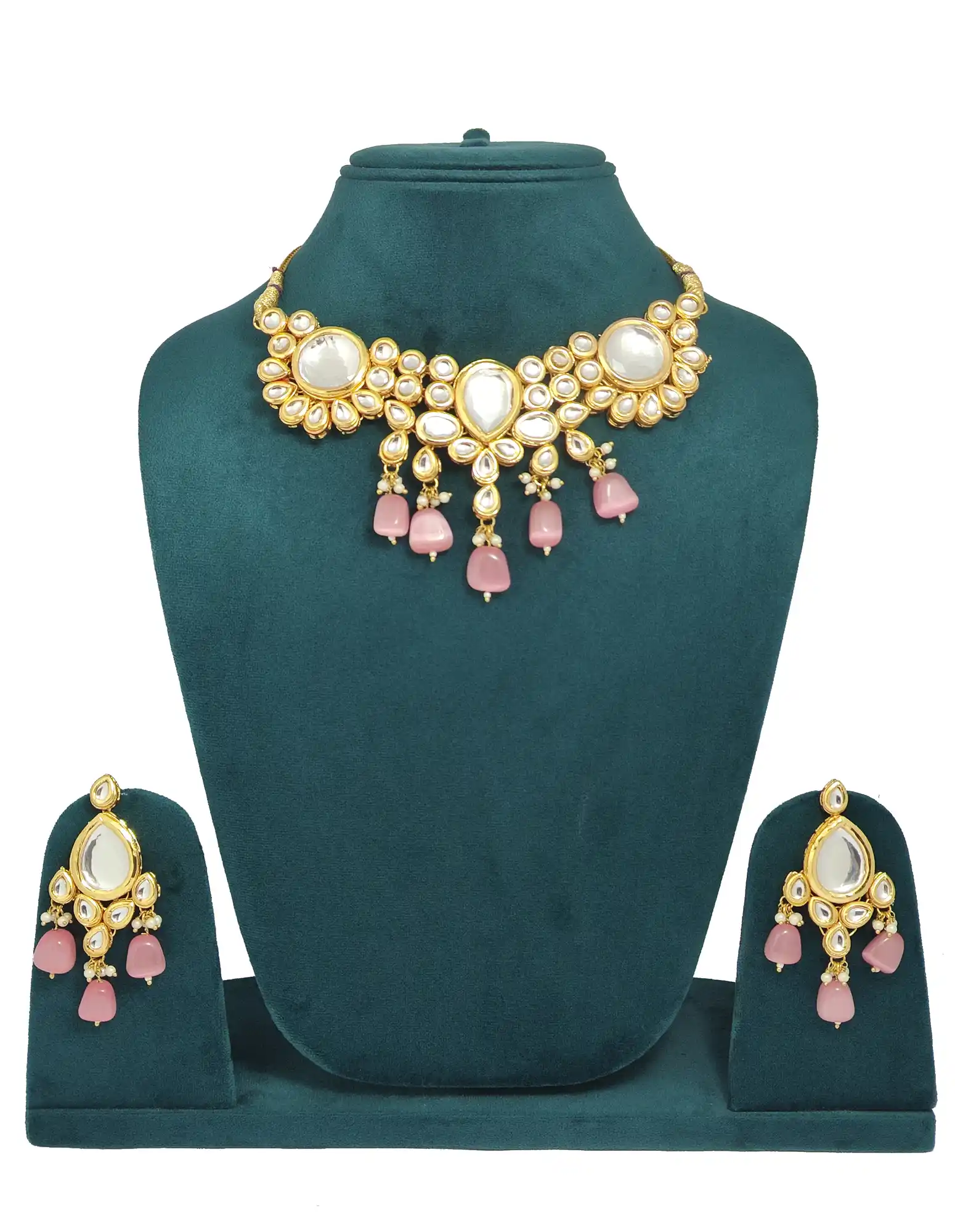 Double Layered Intricate Kundan Necklace Set - None Kundan Necklace Set - Image 1