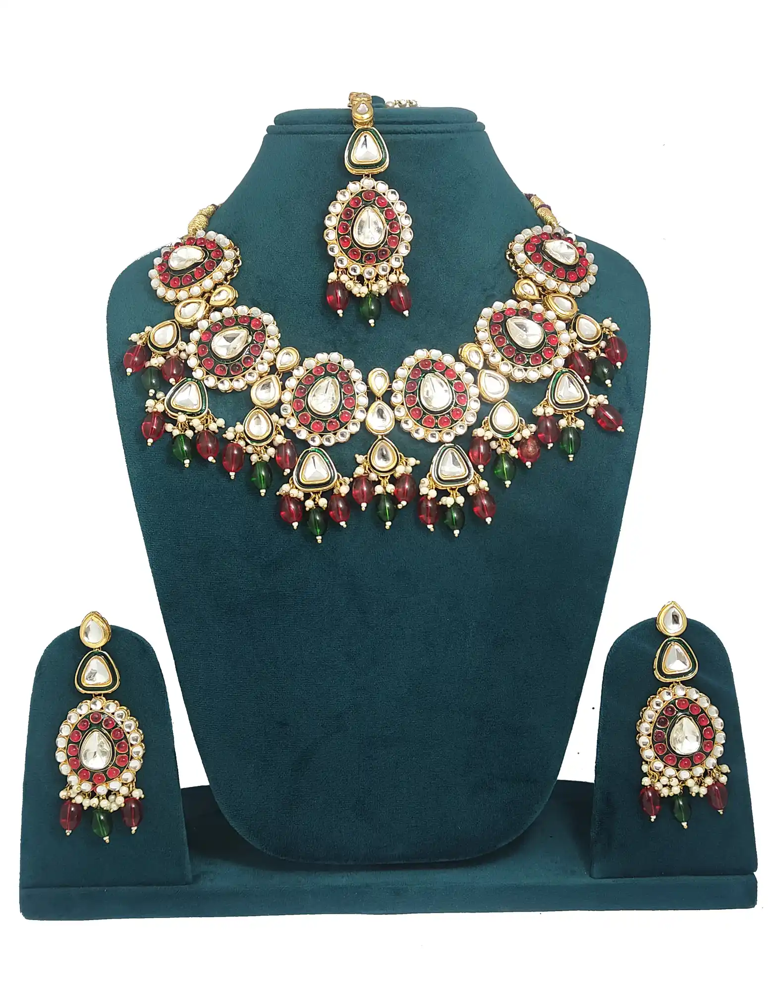Polki Kundan Simple Neckalce Set - None Polki Kundan Necklace Set - Image 1