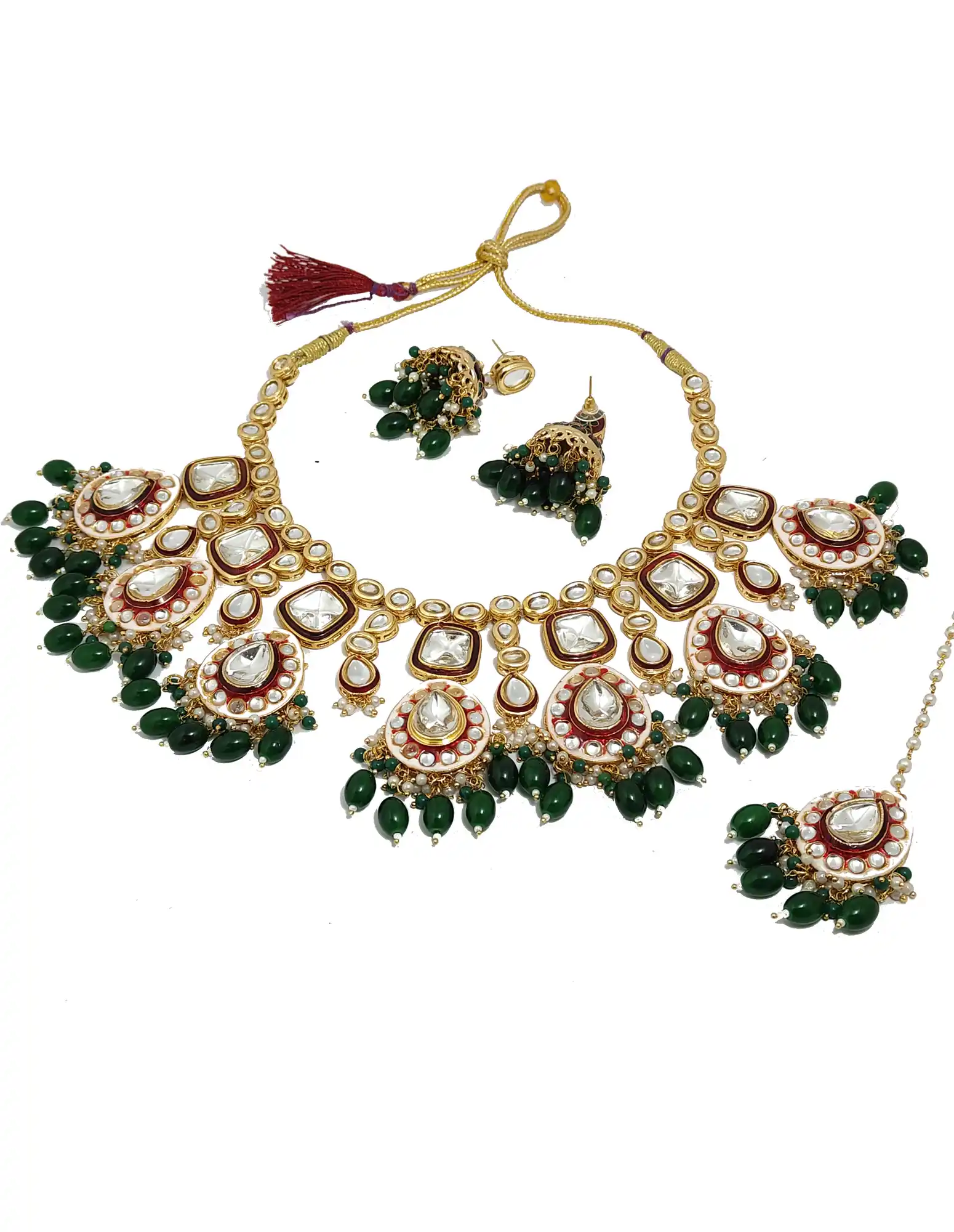 Polki Kundan Necklace Set Main View - None Polki Kundan Necklace Set - Image 4