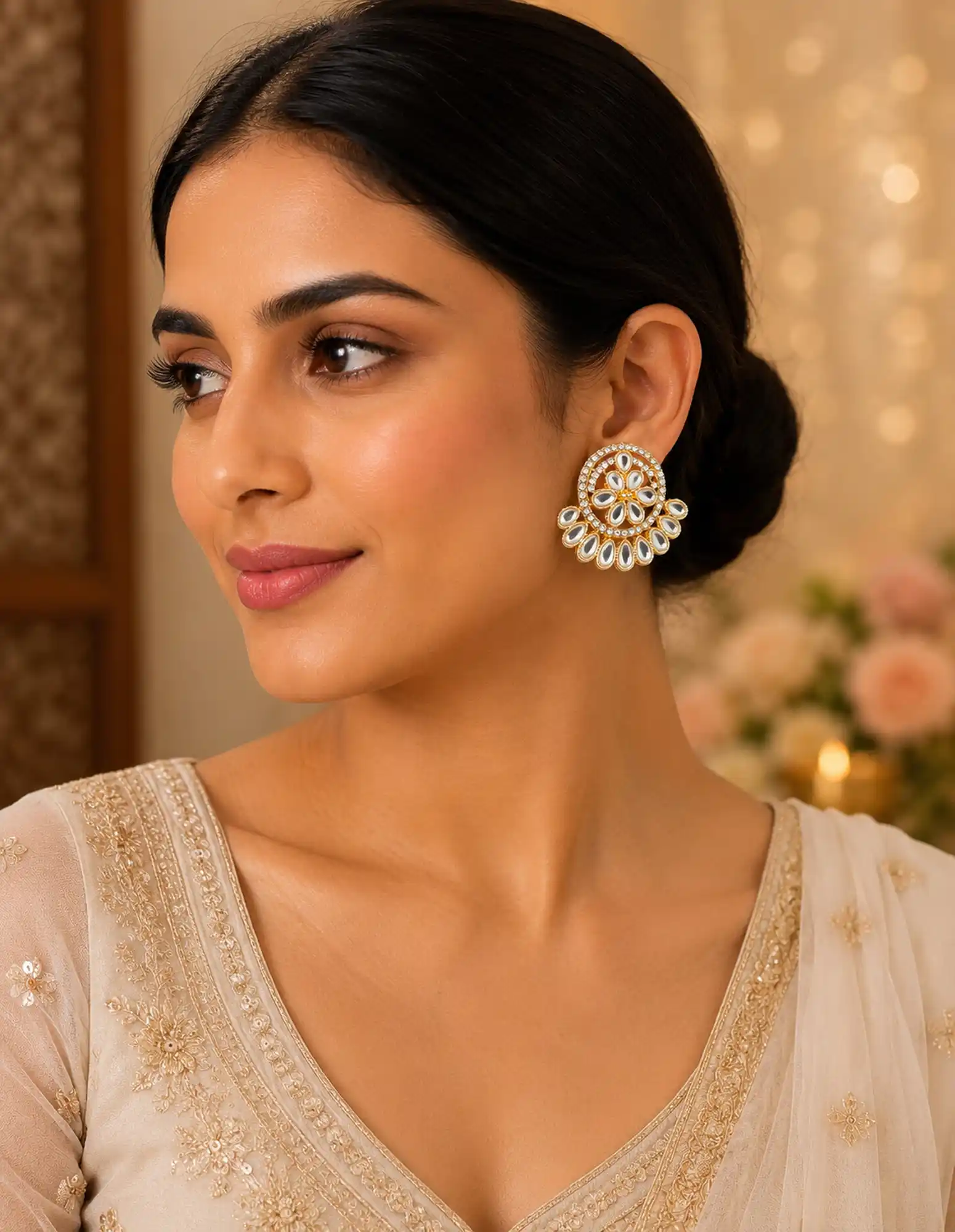 Gold Plated White American Diamond Stud Earrings - for jewellery making