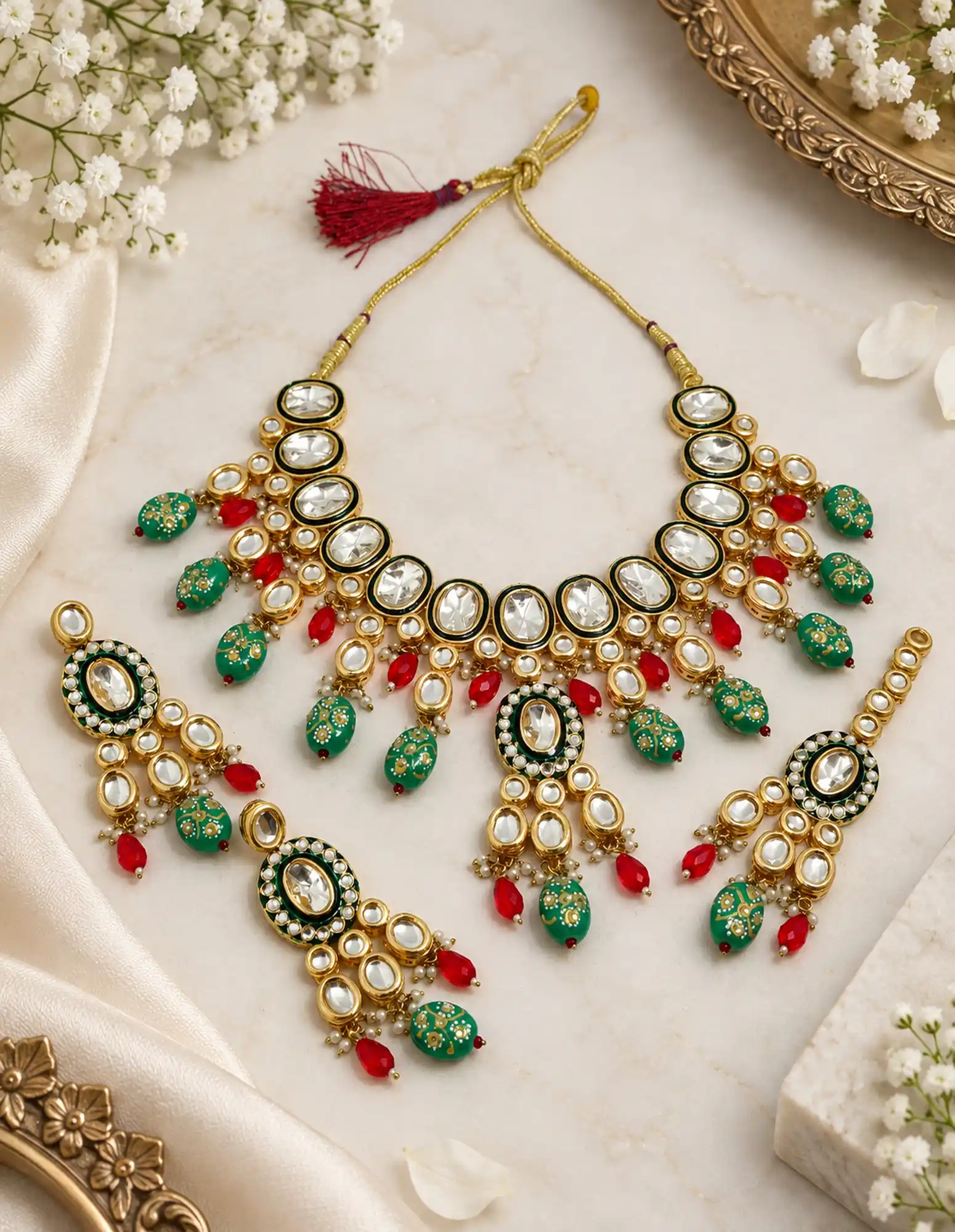 Traditional Indian Wedding Wear Polki Kundan Set